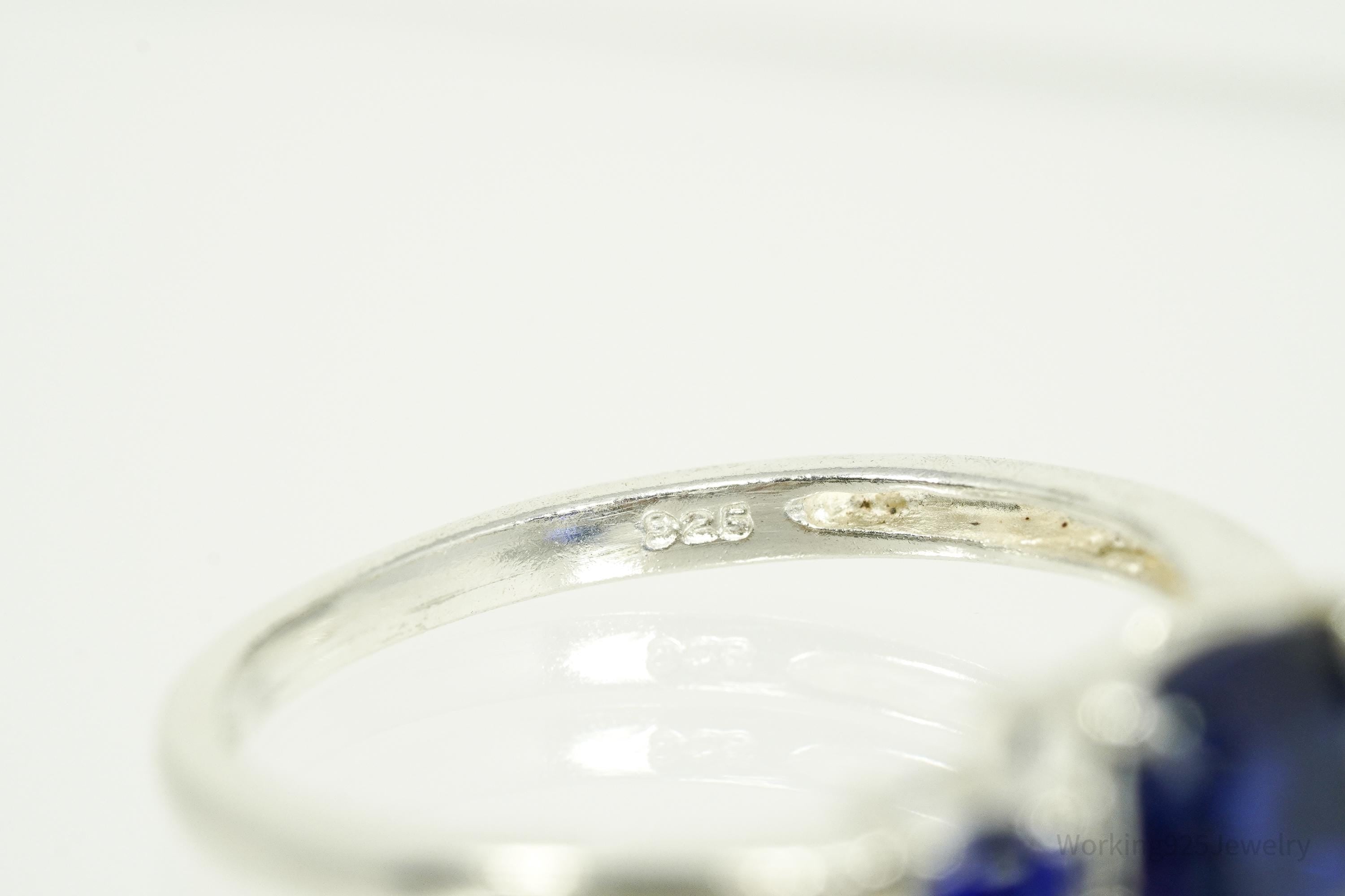 Vintage Blue Sapphire Sterling Silver Ring - Size 8