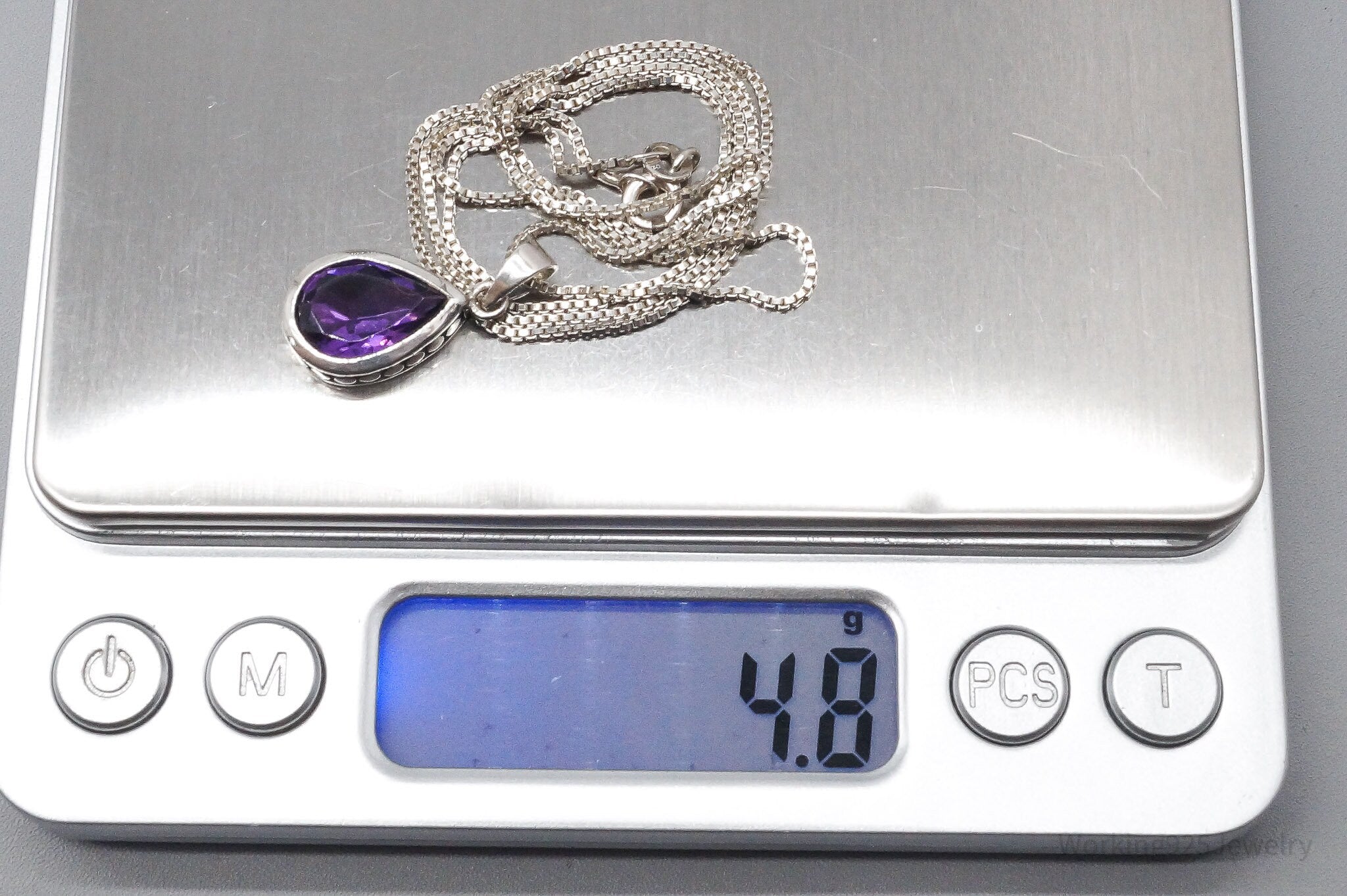 Vintage Purple Amethyst Sterling Silver Necklace - 20"