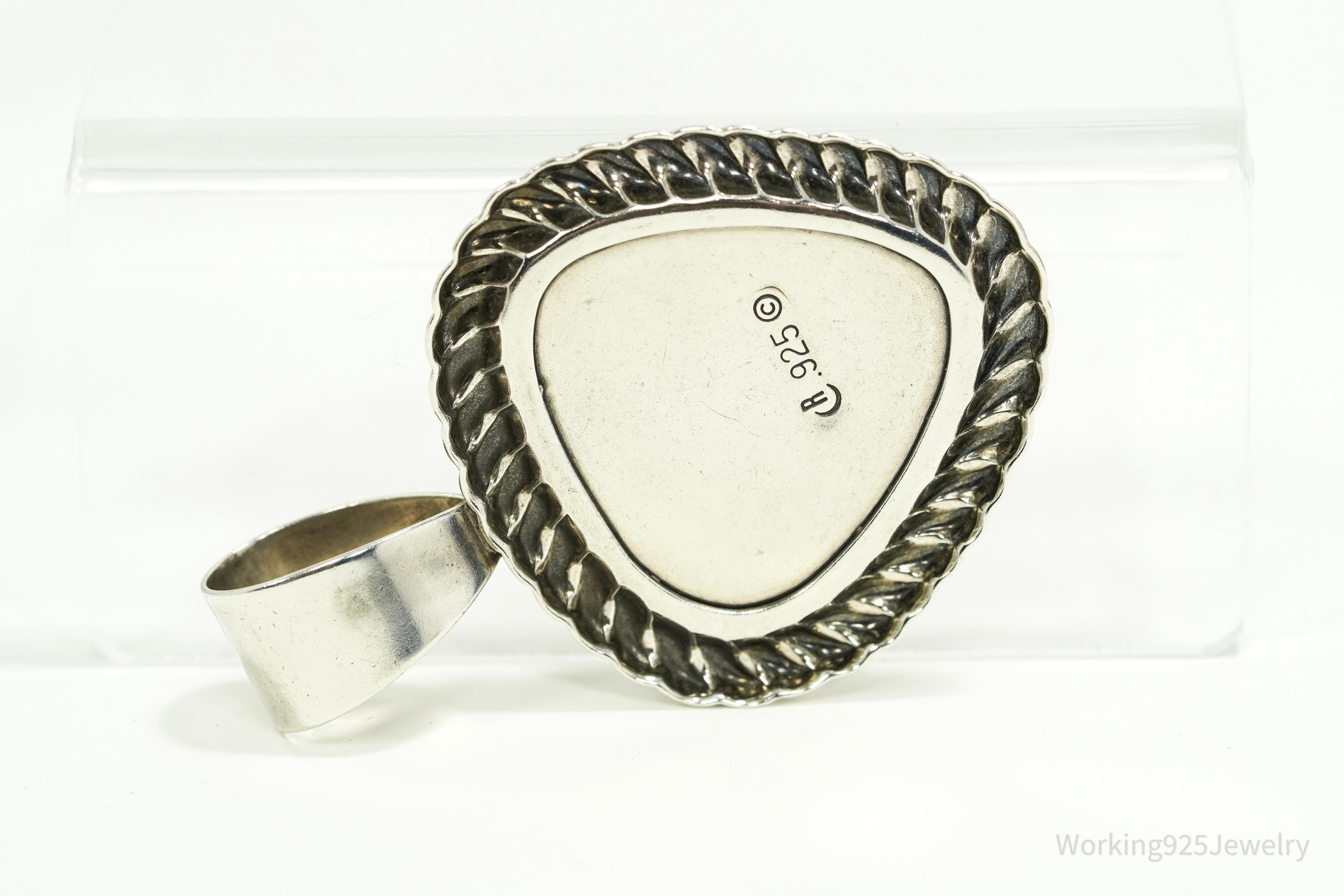 Large Vintage Carolyn Pollack Relios Red Jasper Sterling Silver Pendant