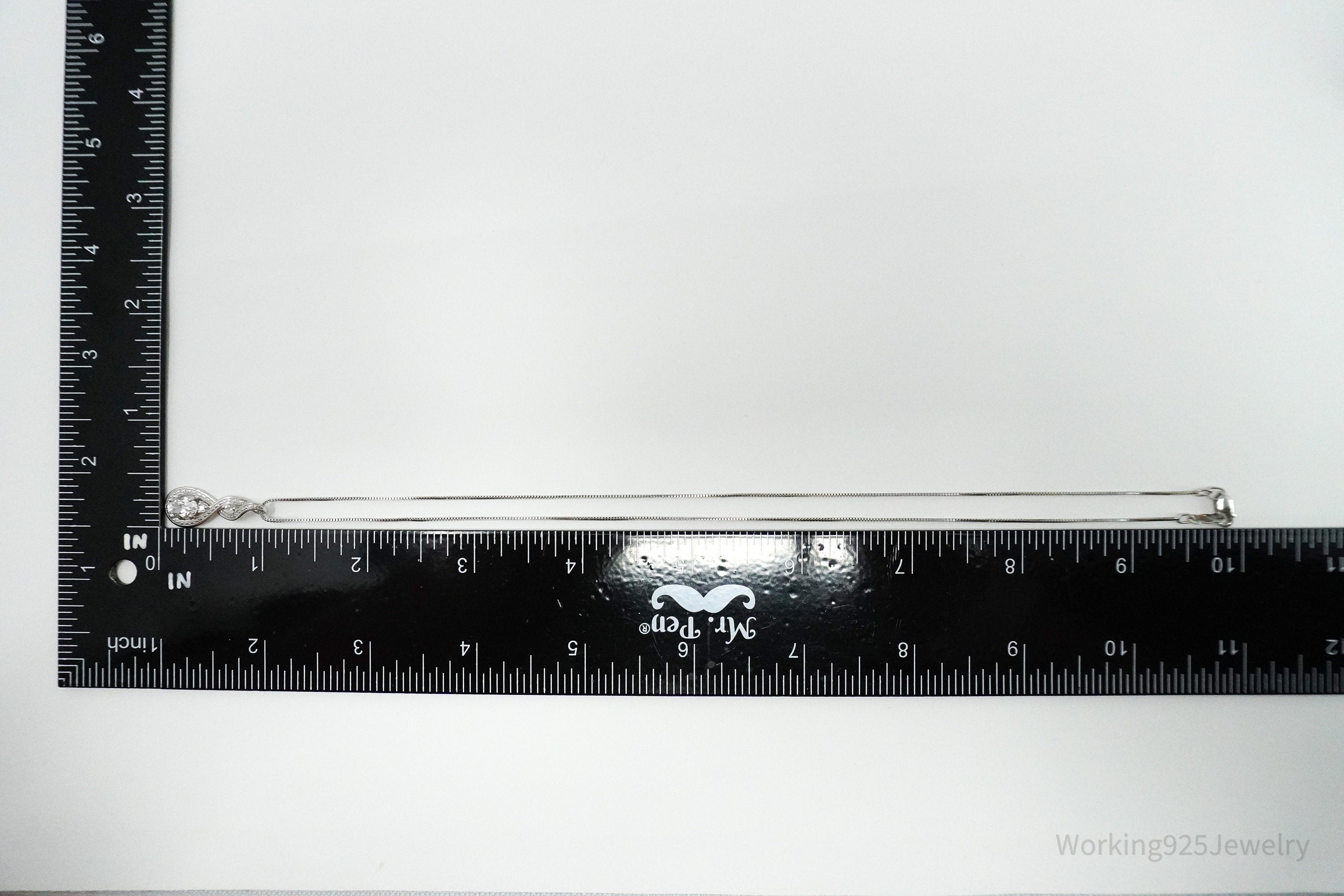 Vintage Cubic Zirconia Sterling Silver Necklace 18"