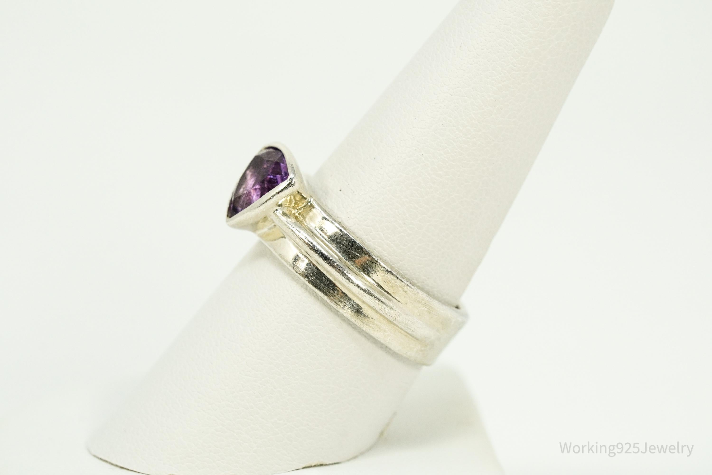 Vintage Amethyst Sterling Silver Ring - Size 9