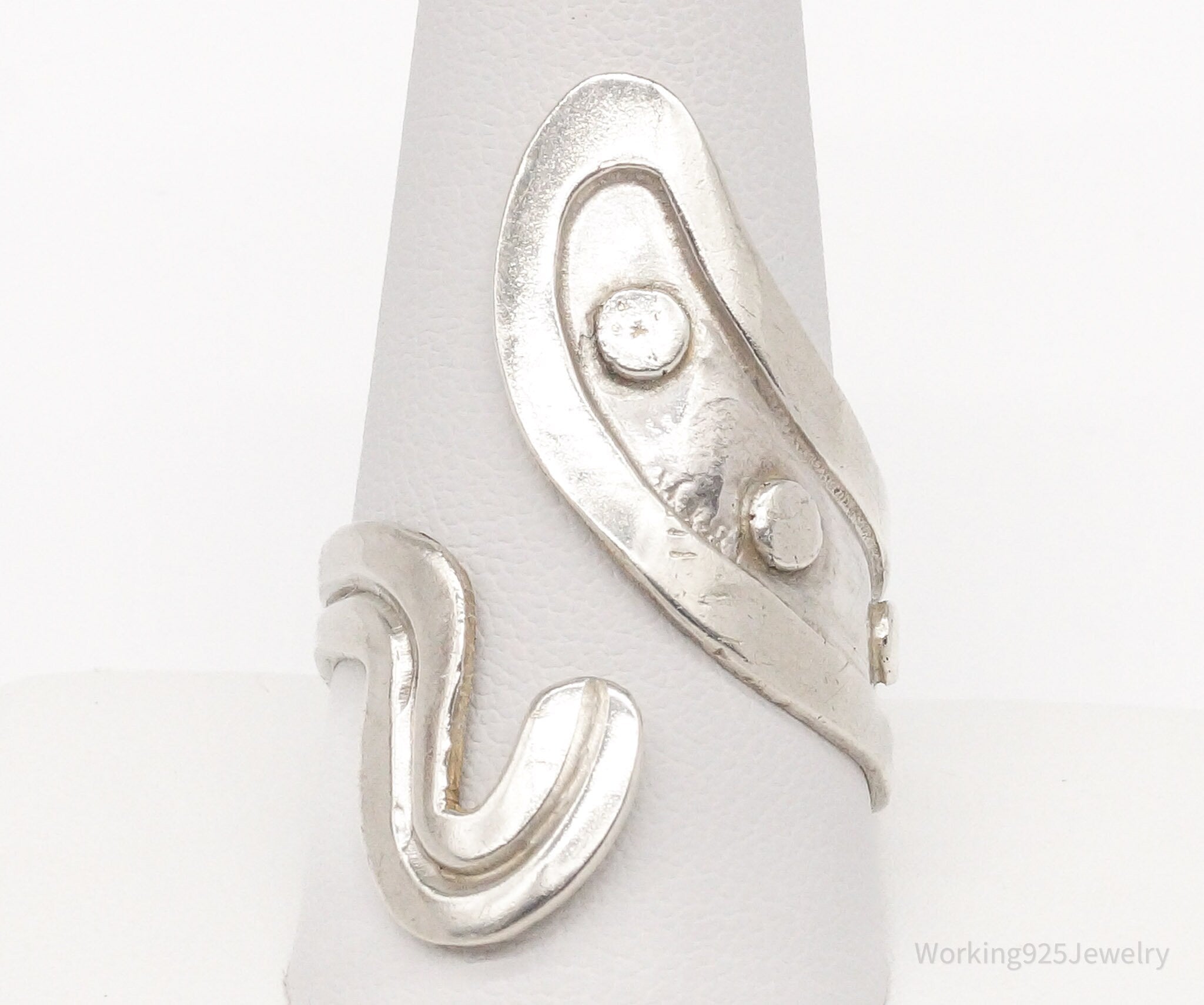 Vintage Mexico Modernist A Cazares Sterling Silver Wrap Ring Size 10.5