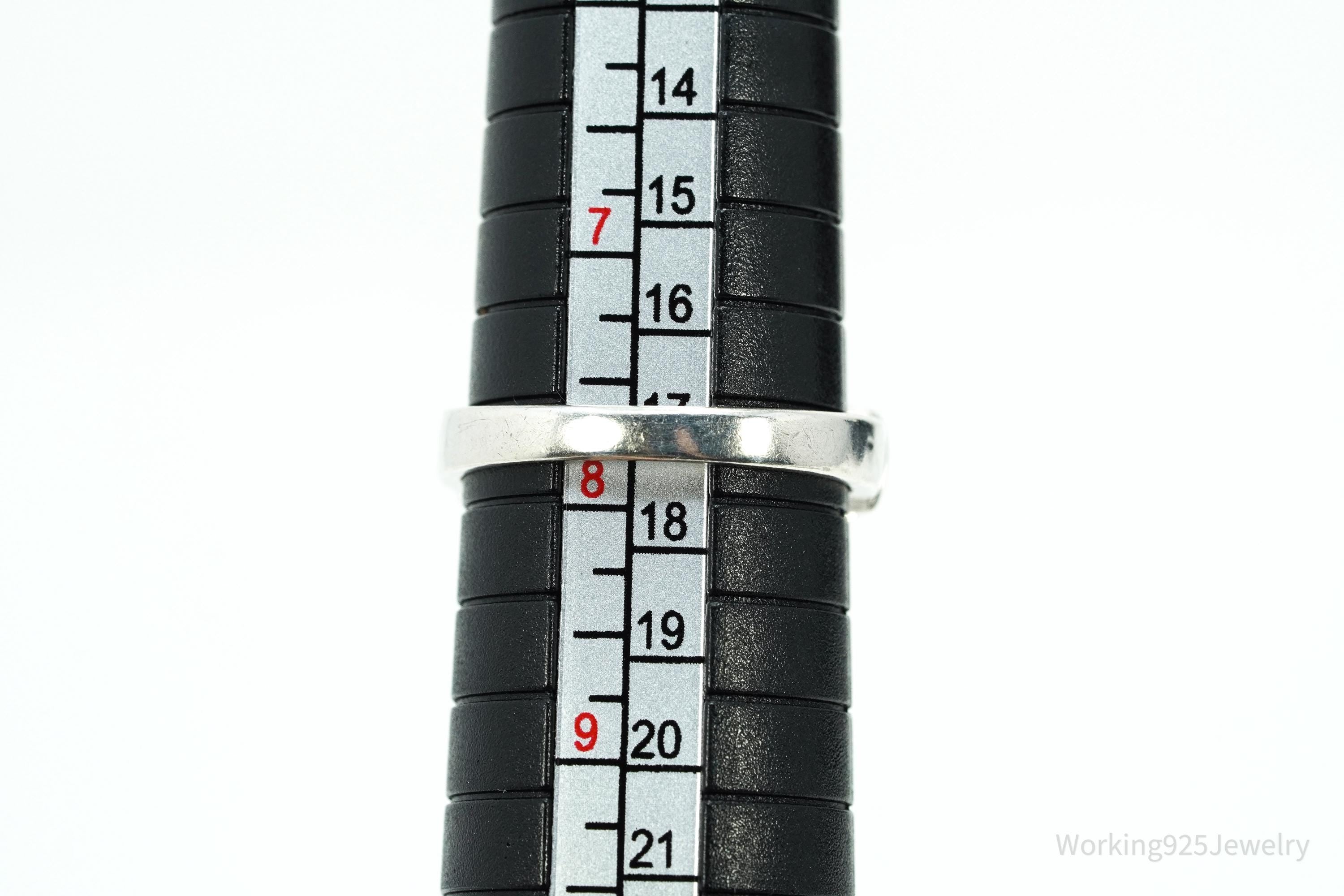 Vintage Cubic Zirconia Sterling Silver Band Ring - Size 7.75