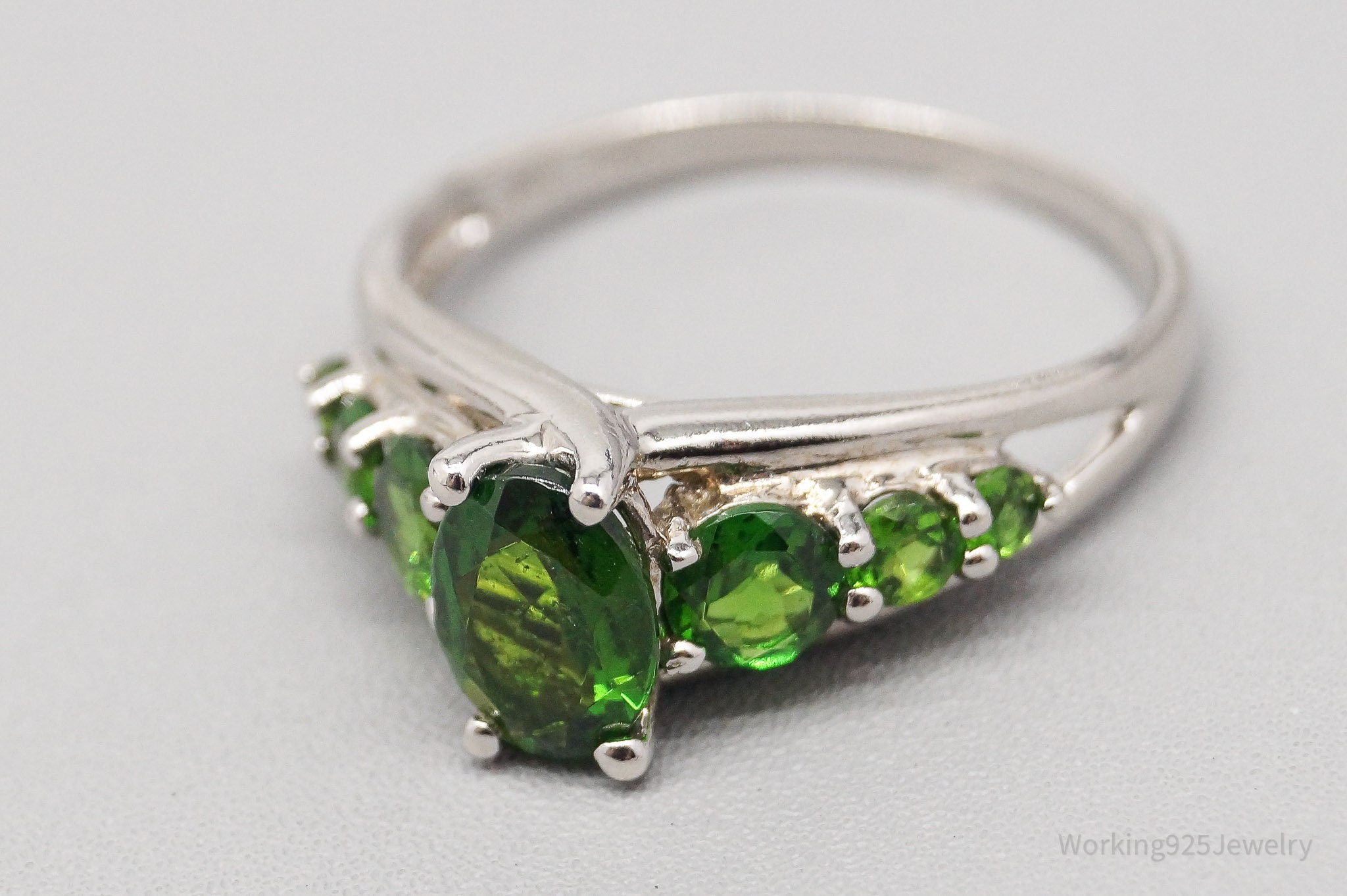 JTV Green Chrome Diopside Sterling Silver Ring - Size 10