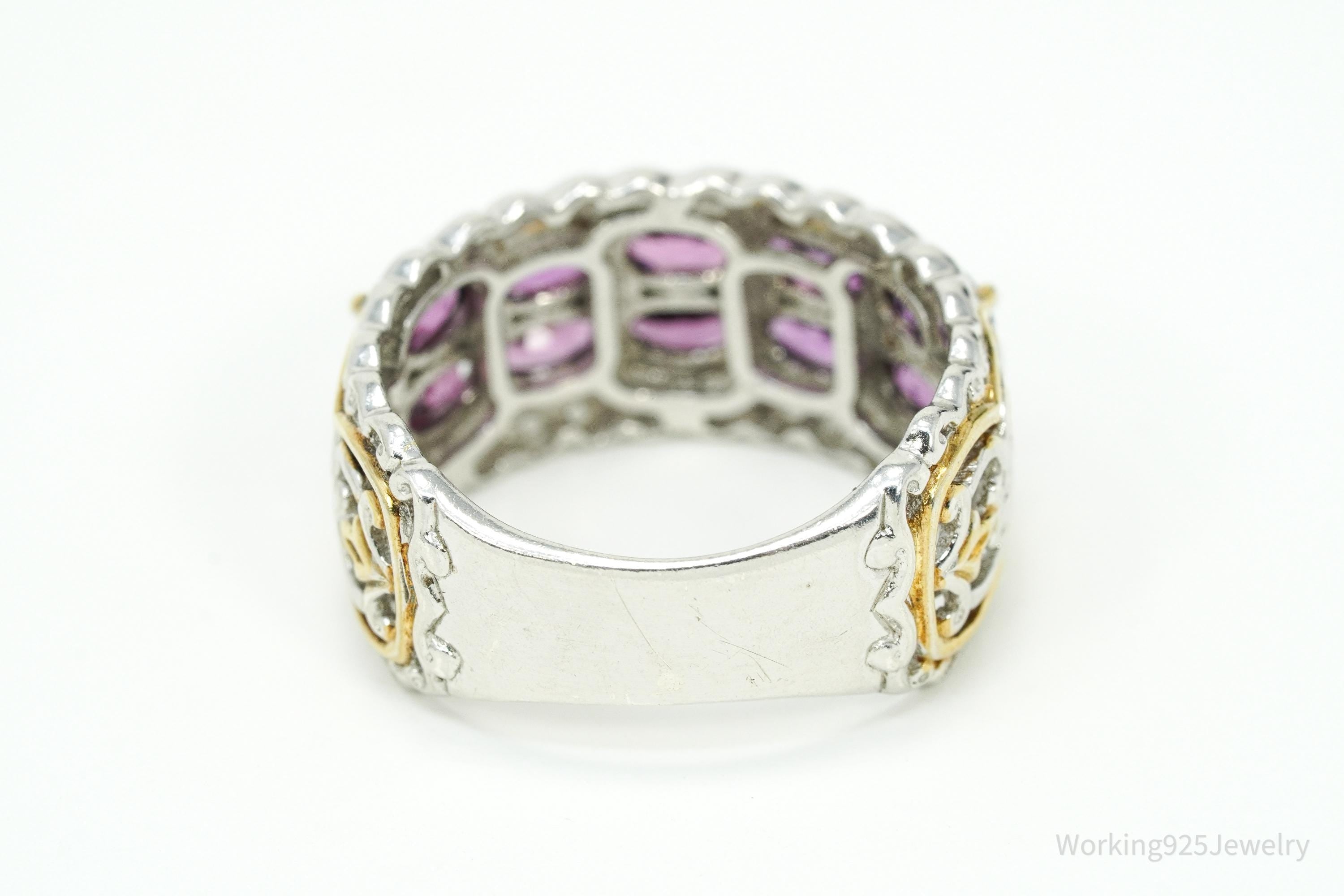 Michael Valitutti Rhodolite Garnet 18K Gold Palladium Sterling Silver Ring Size 8.25