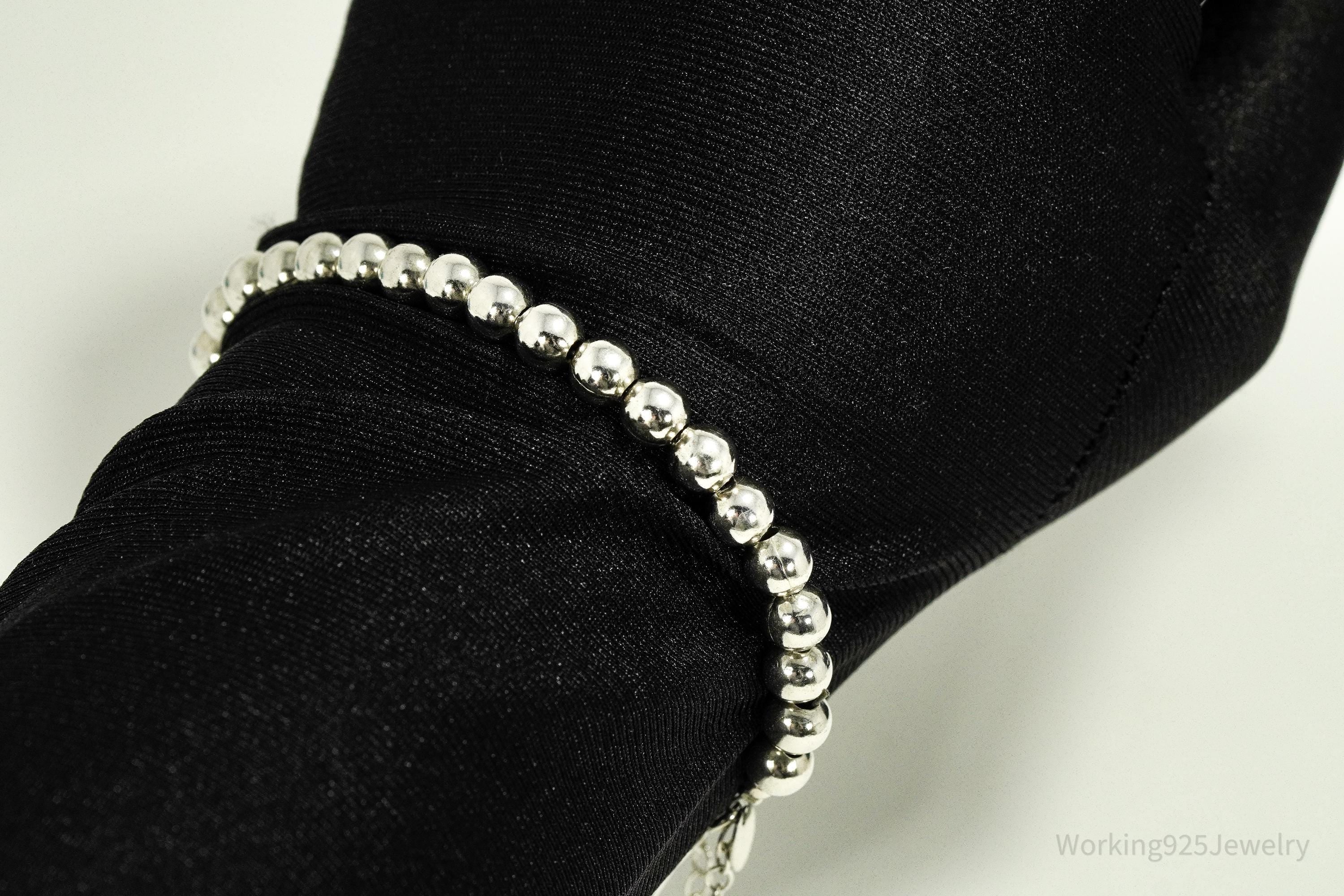 Designer Silpada Retired Ball Beaded Sterling Silver Toggle Bracelet 6.75"