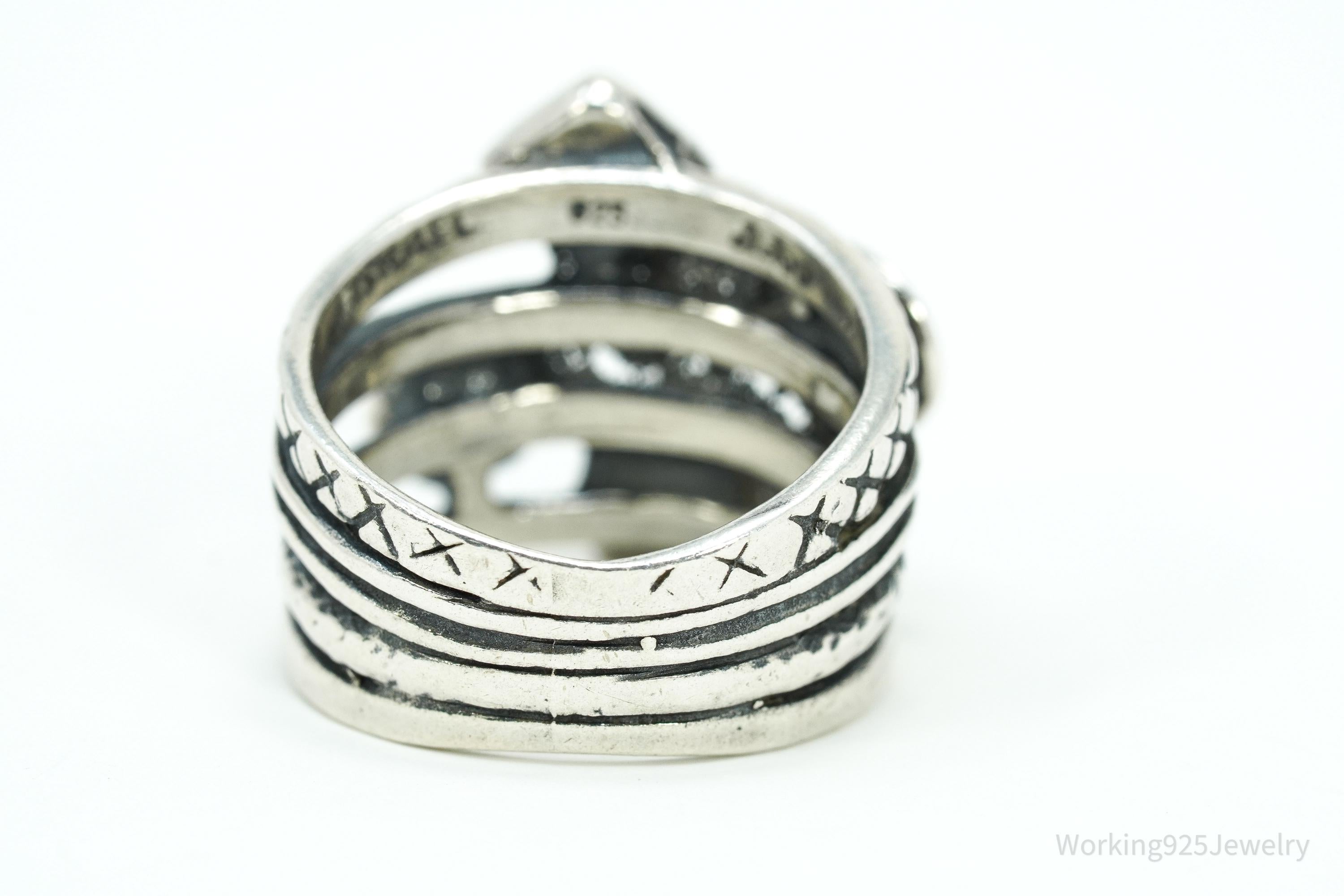 Vintage Shablool Didae Israel Blue Opal Sterling Silver Ring - Size 7.25