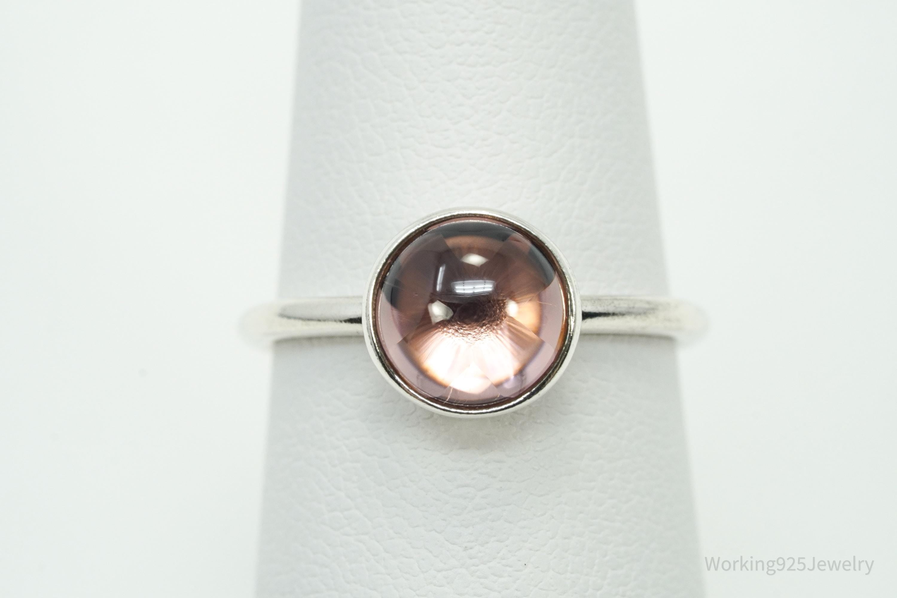 Pandora Retired Blush Pink Crystal Sterling Silver Ring - Size 6