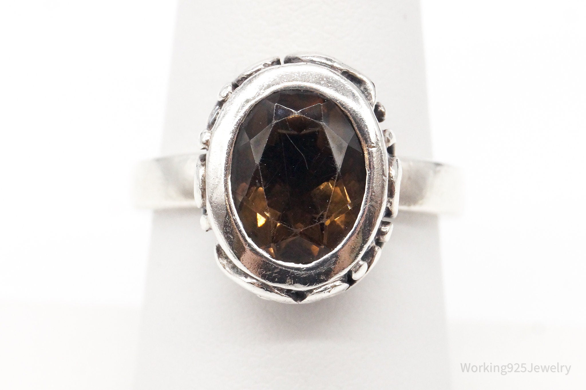 Designer Silpada Smoky Topaz Scroll Sterling Silver Ring - Size 7