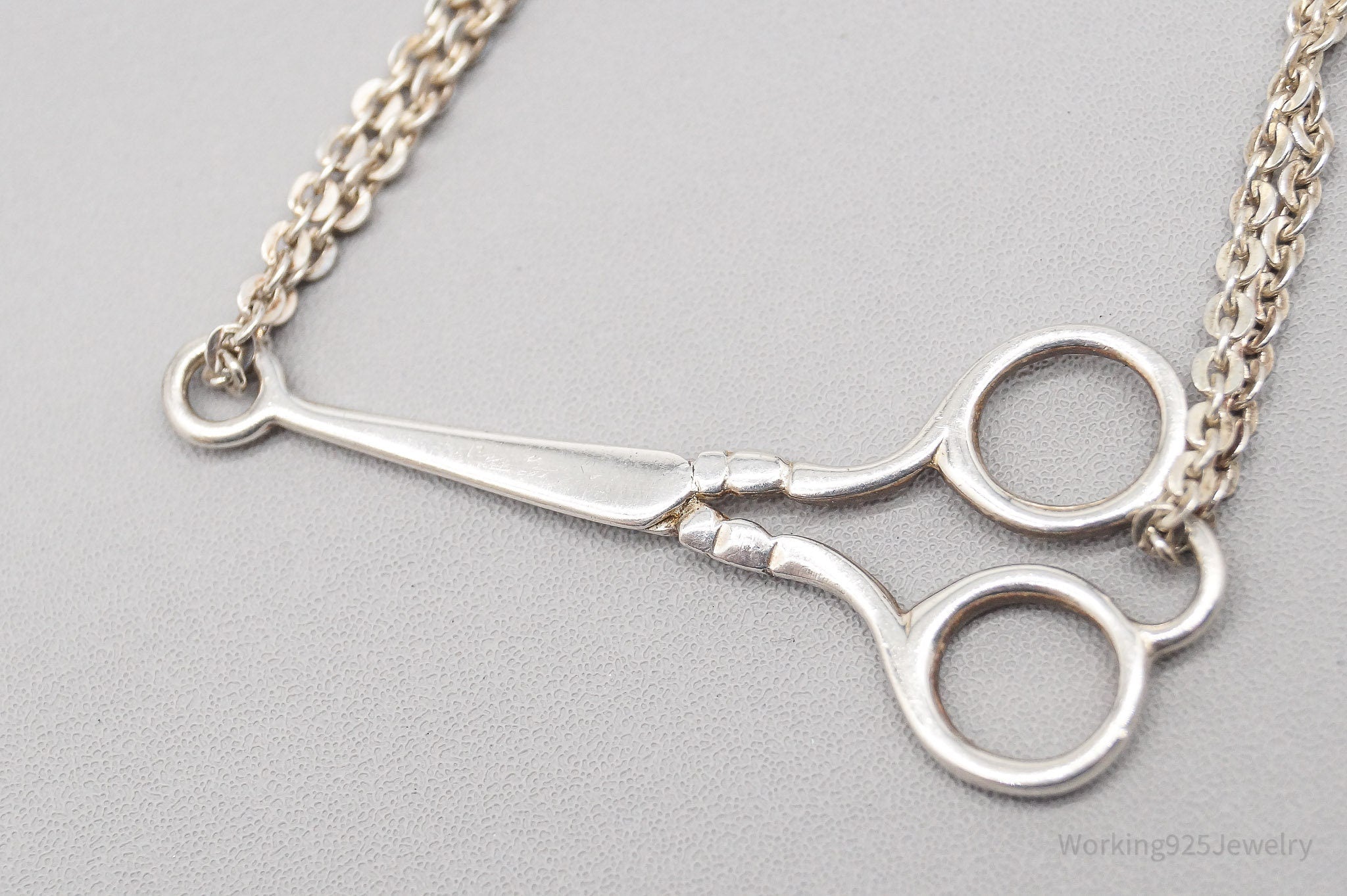 Vintage Italian Designer Dyadema Scissors Chain Link Sterling Silver Bracelet