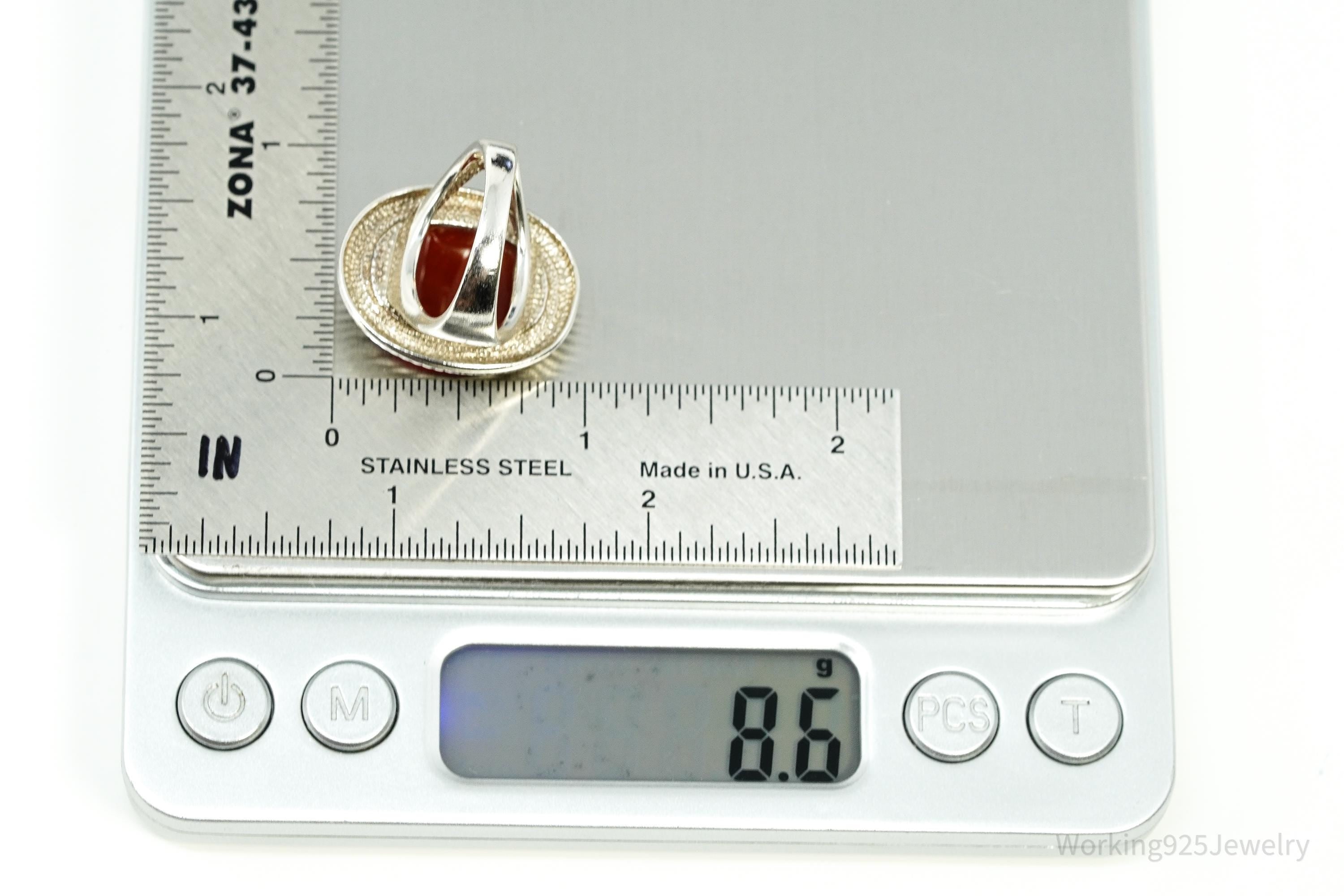 Vintage Designer Whitney Kelly Carnelian Sterling Silver Ring - Size 6