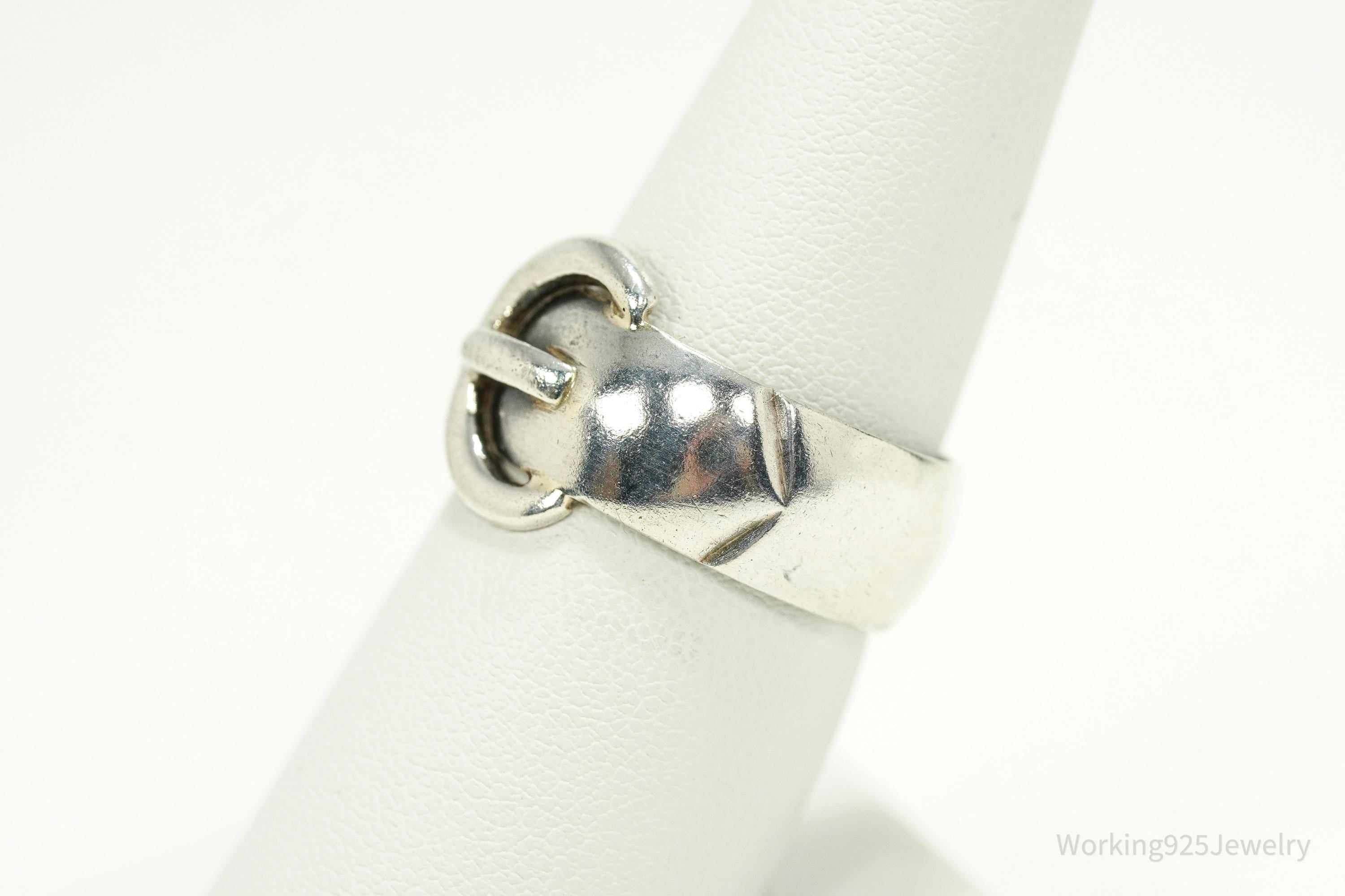 Vintage 1970s Birmingham Buckle Sterling Silver Ring - Size 8.25
