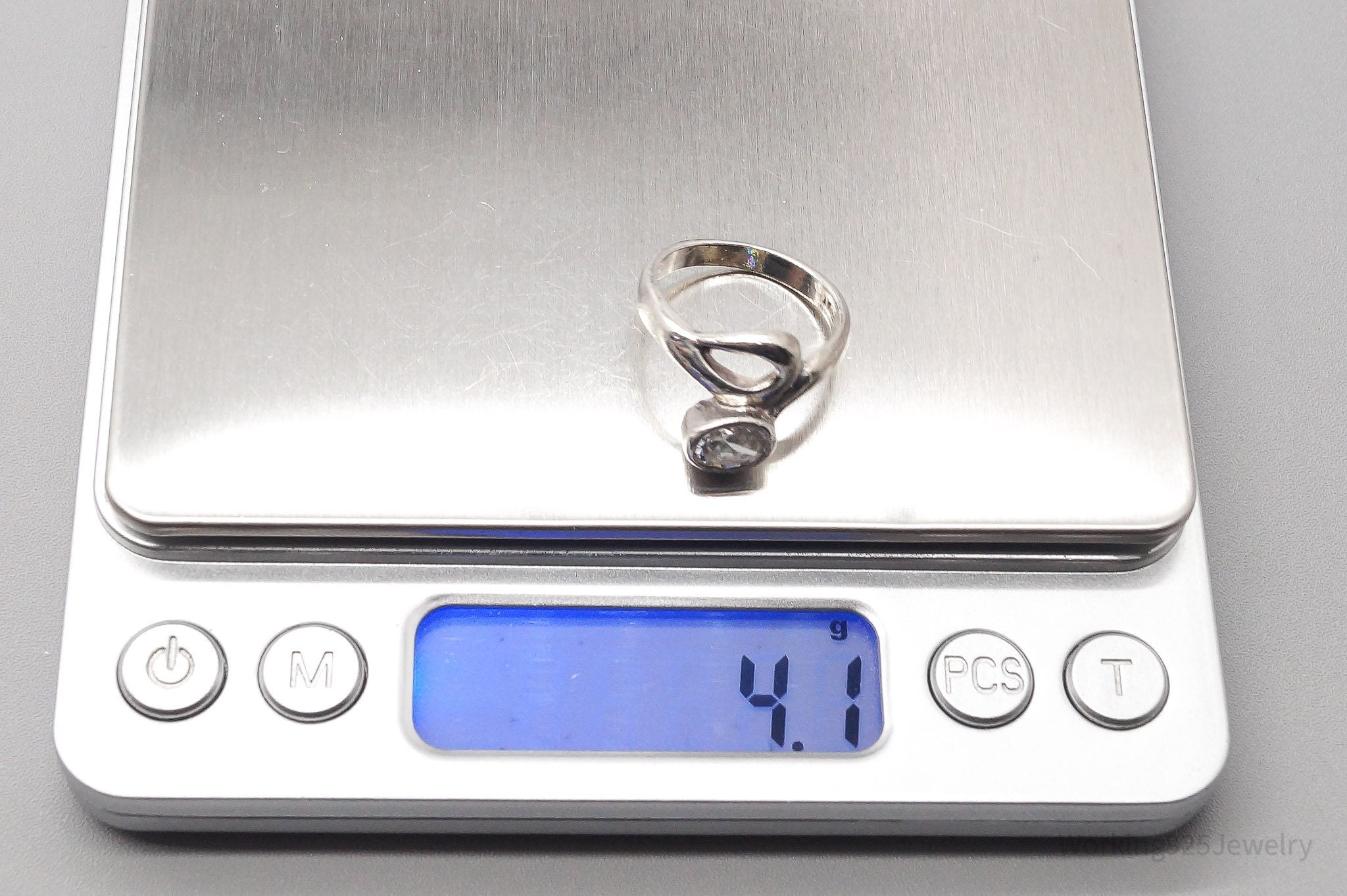 Vintage Cubic Zirconia Sterling Silver Ring - Size 6.75