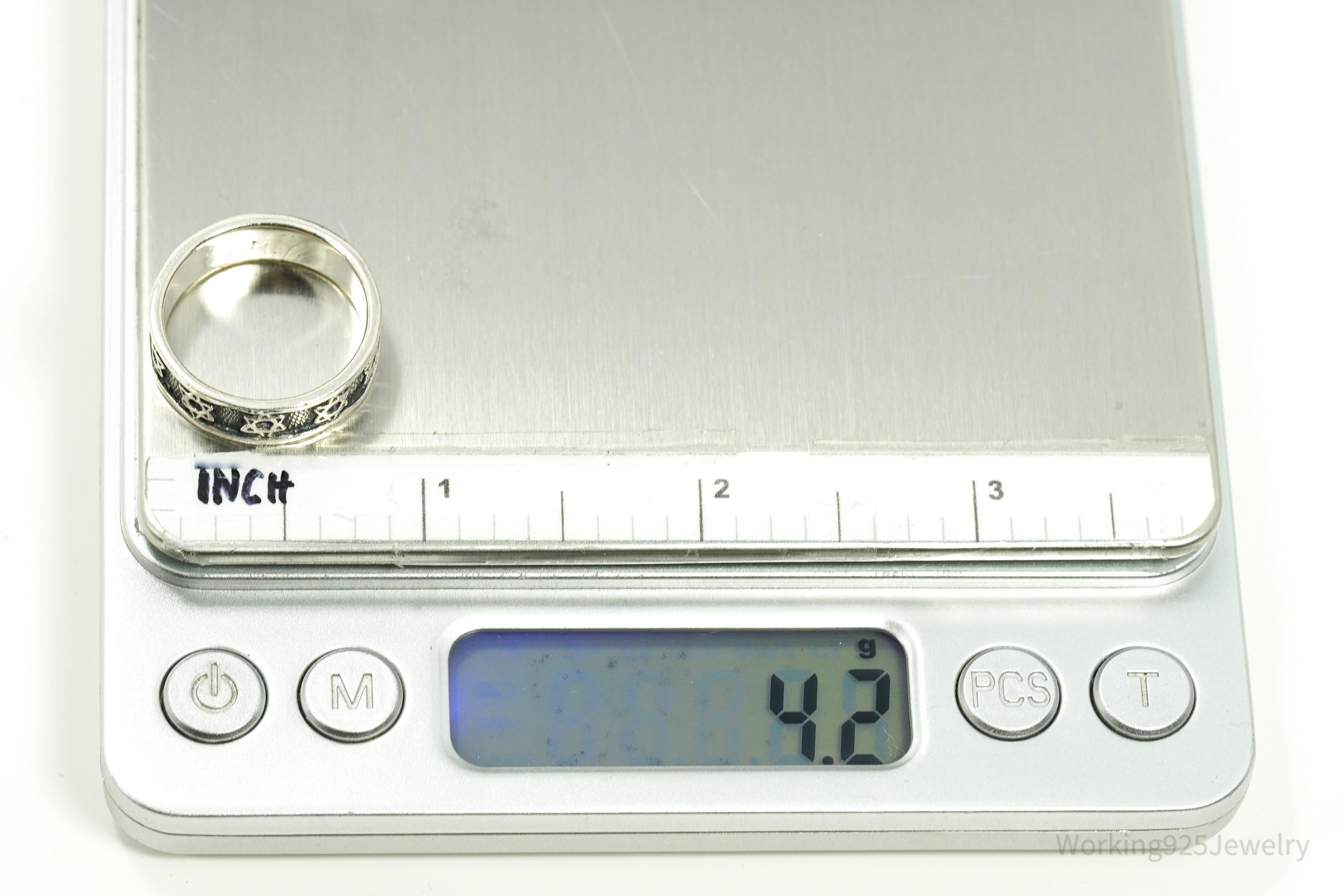 Vintage Star Of David Sterling Silver Band Ring Size 8.5