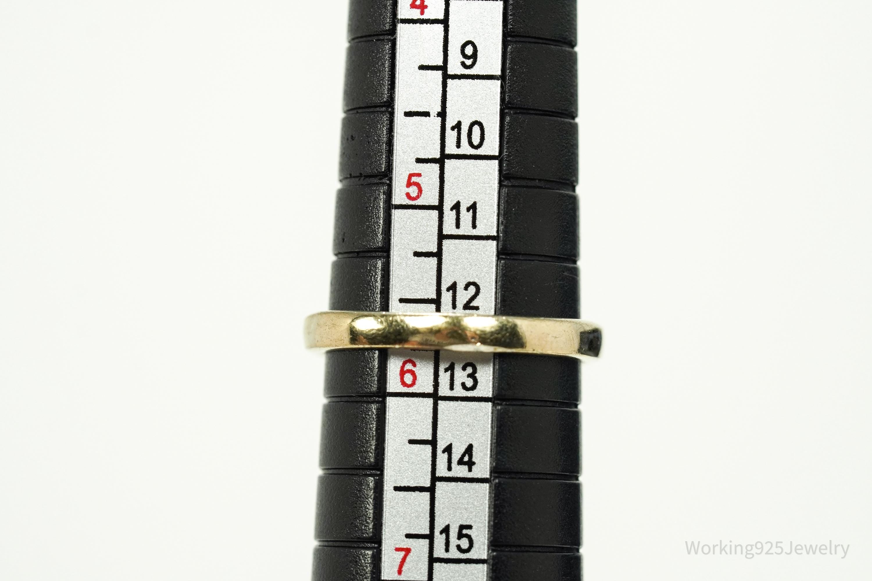 Vintage Garnet & Cubic Zirconia Gold Over Sterling Silver Ring Size 5.75