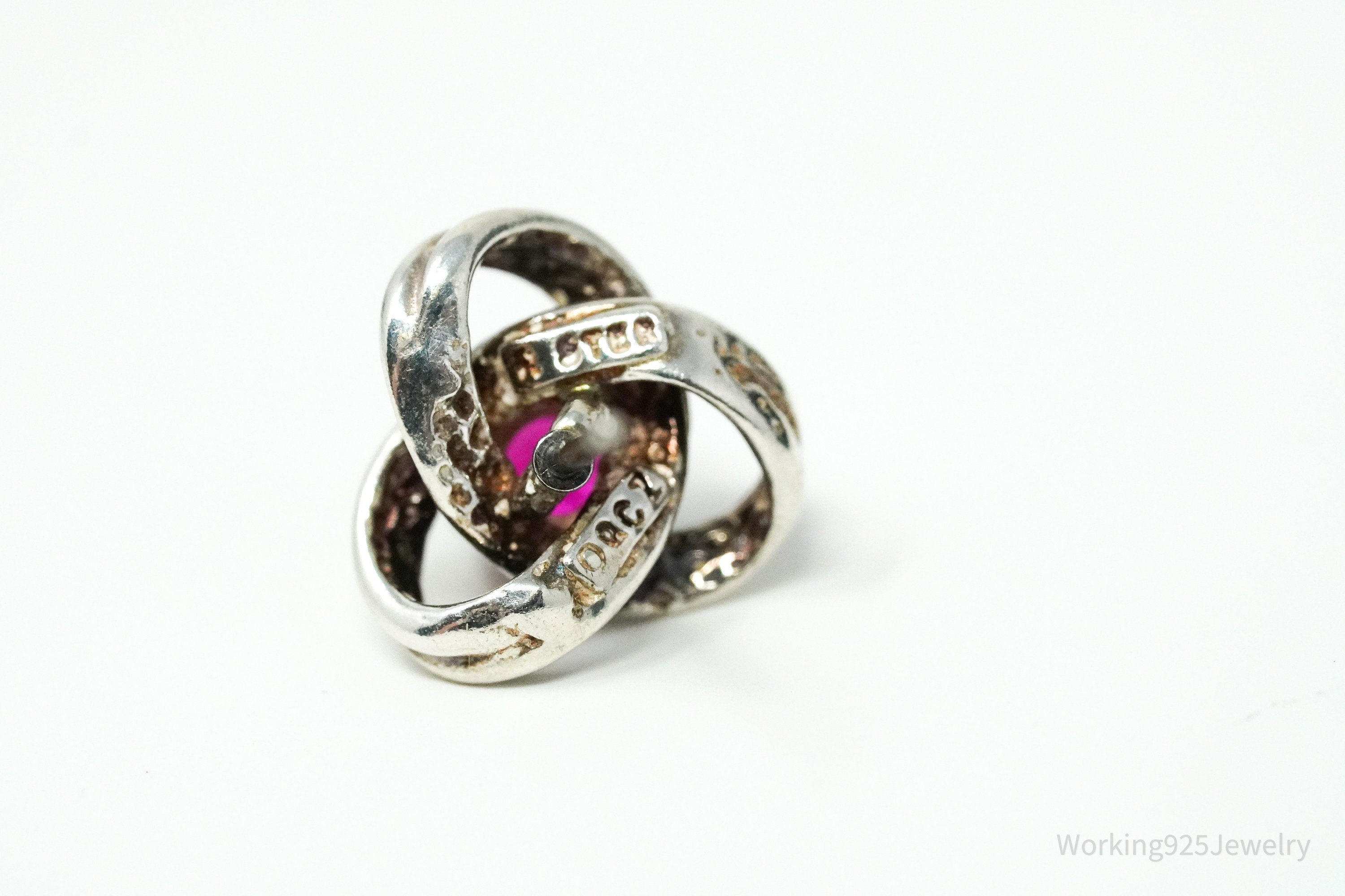 Vintage Pink Cubic Zirconia Sterling Silver Earrings