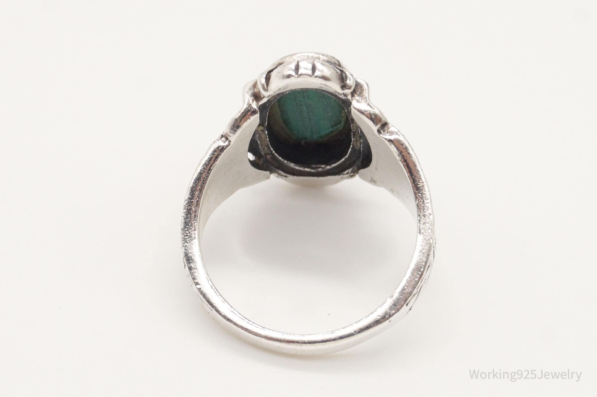 Vintage Malachite Sterling Silver Ring - Size 6