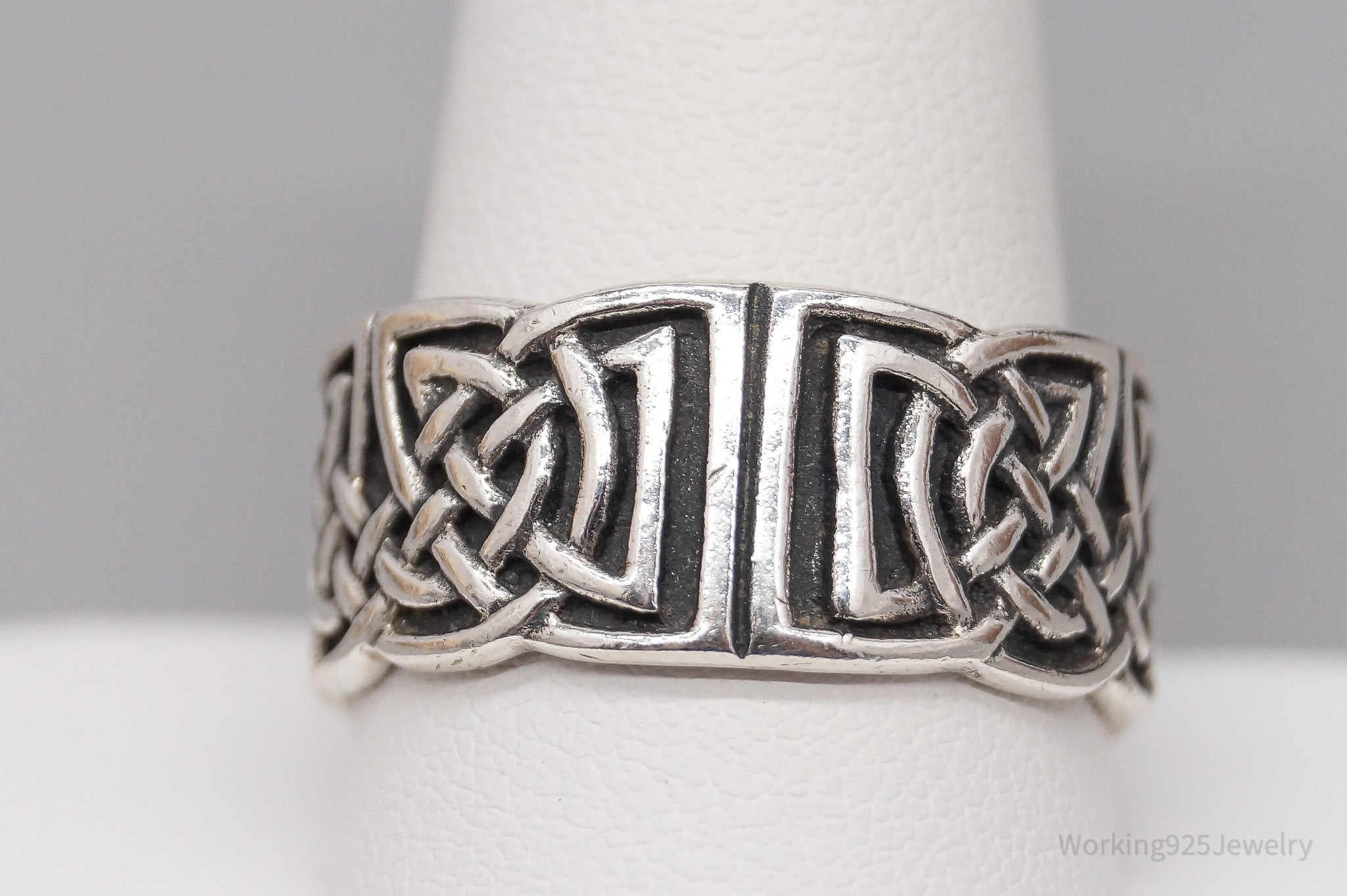 Vintage Celtic Knots Sterling Silver Band Ring - Size 11.5