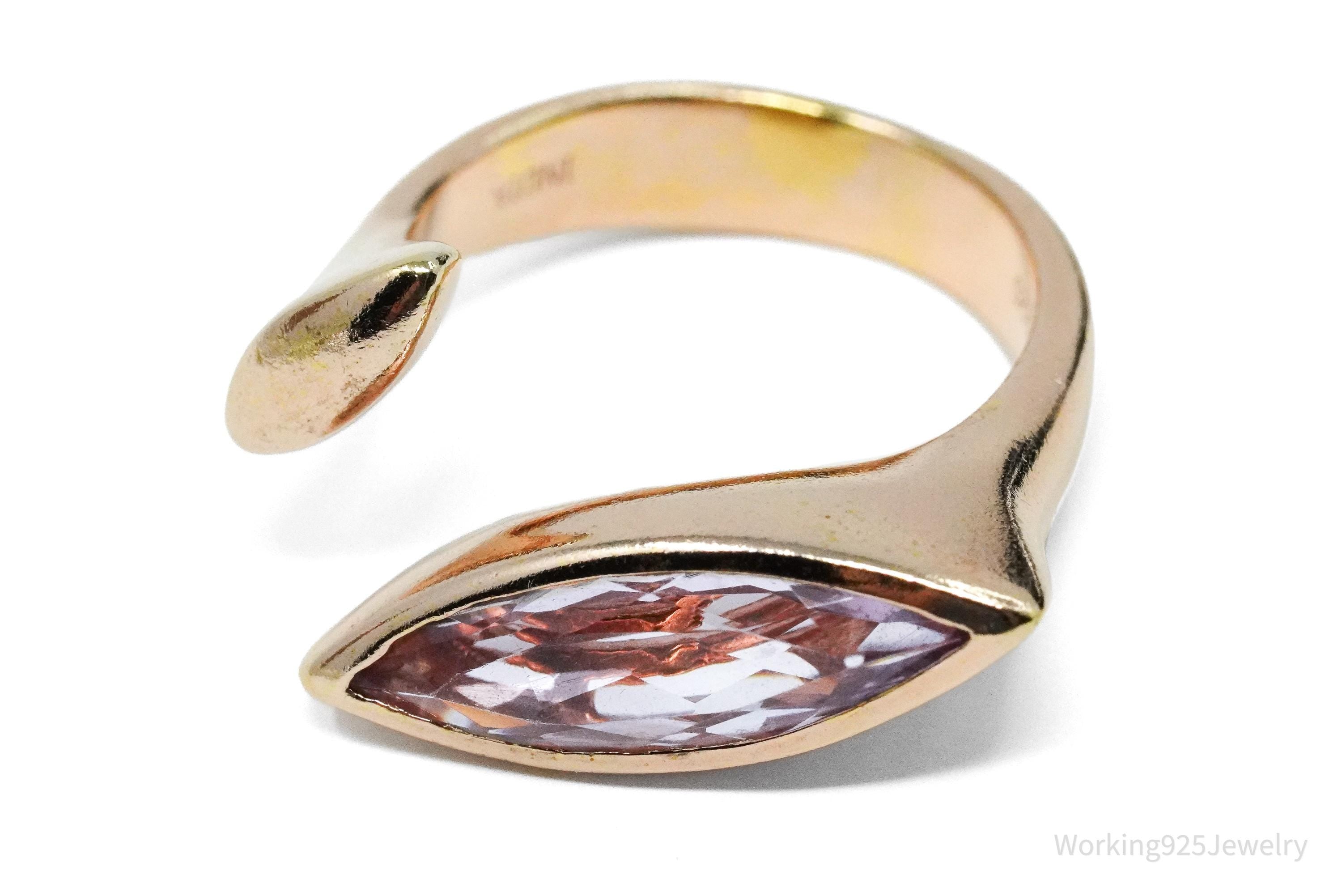 Vintage Amethyst Rose Gold Vermeil Sterling Silver Ring - Size 8