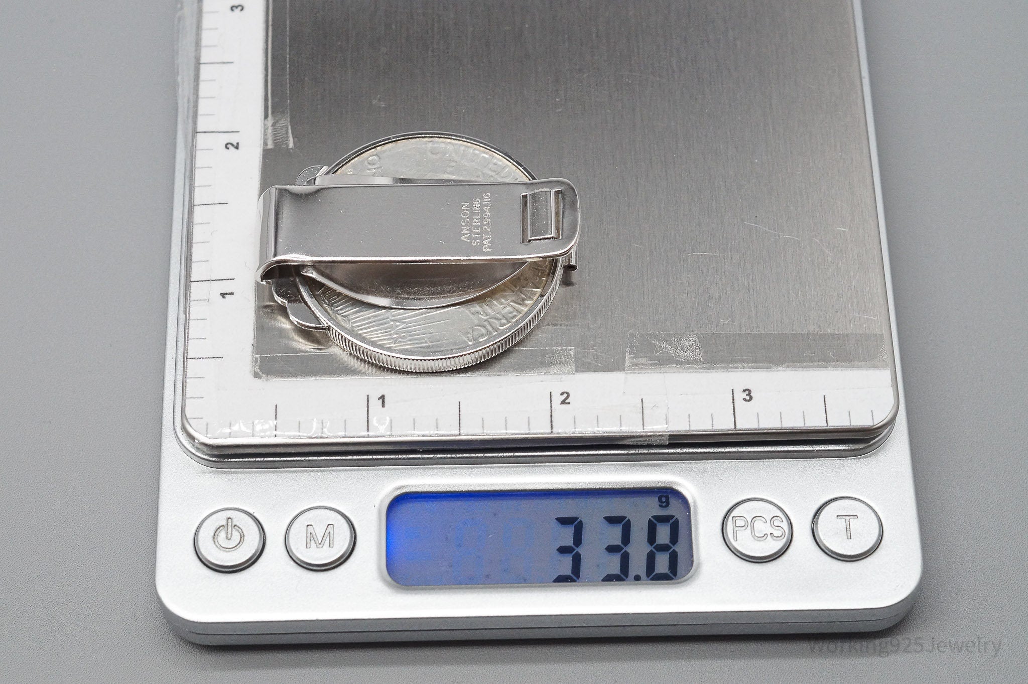 Antique Vintage Anson 1922 Peace Silver Dollar Coin Sterling Silver Money Clip