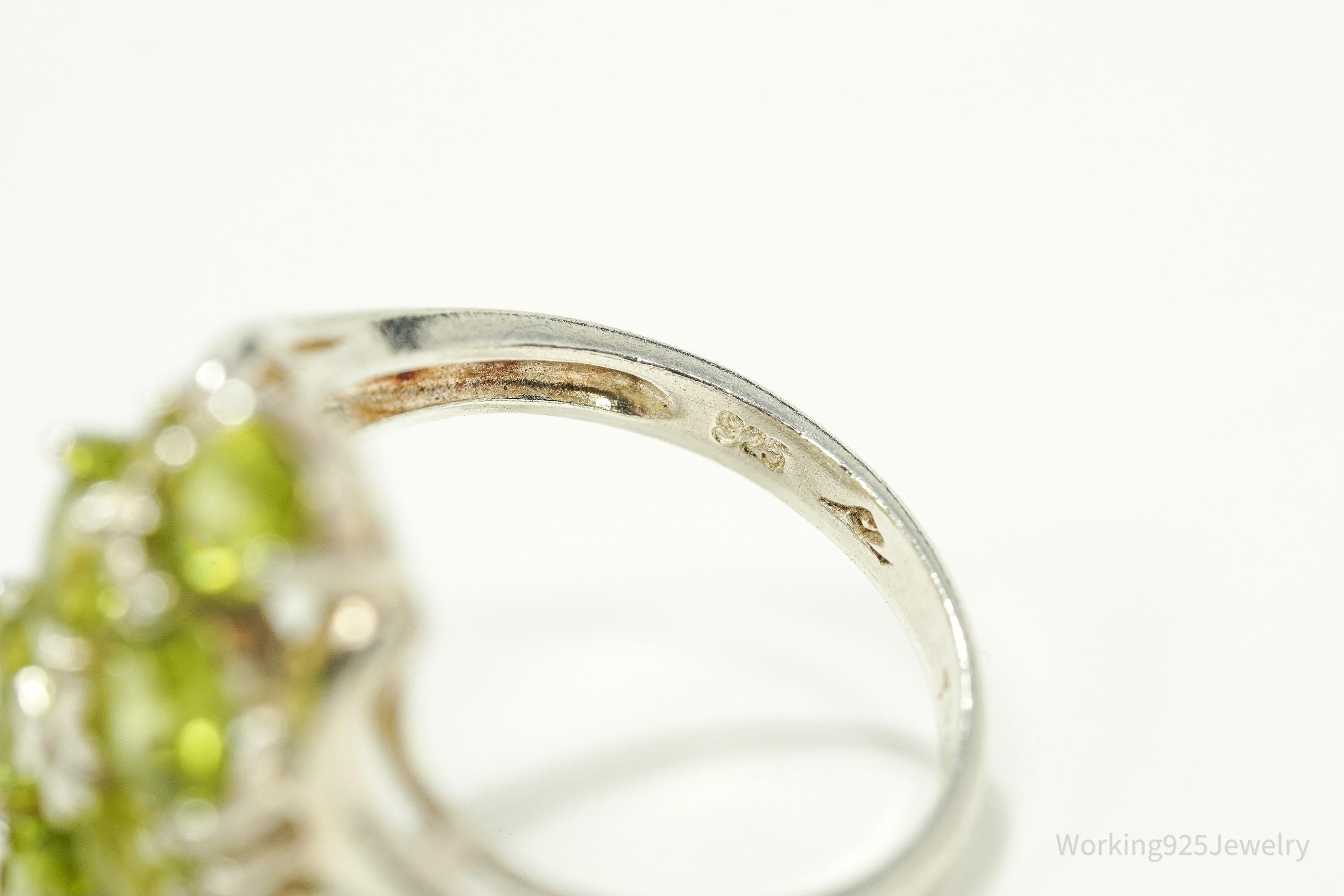 Vintage Green Peridot Sterling Silver Ring - Size 8