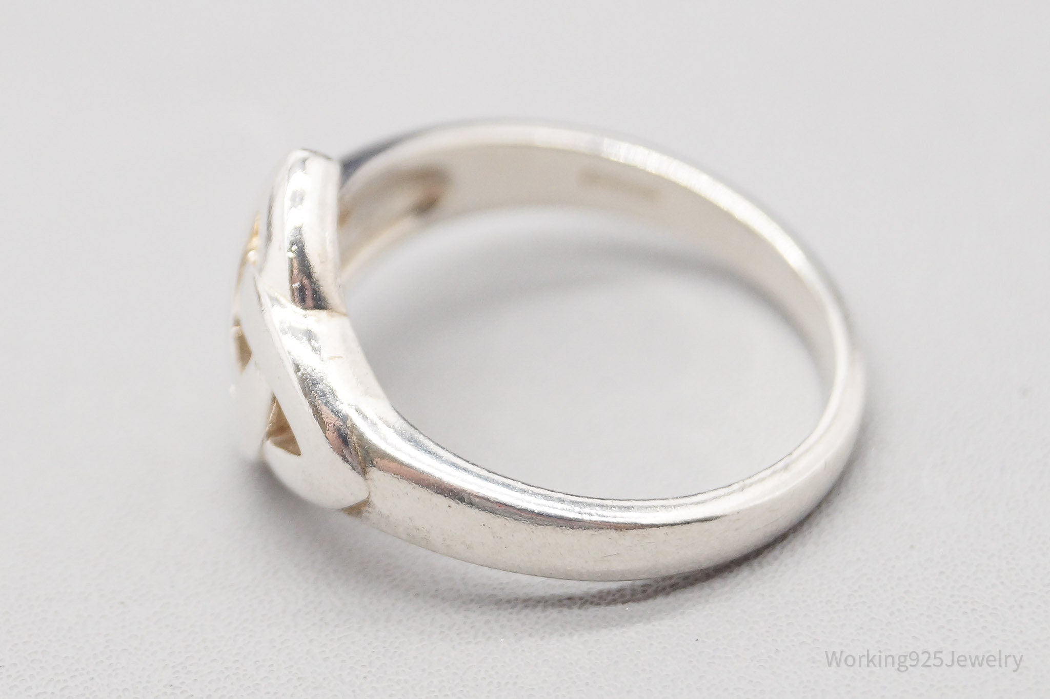 Vintage Irish Designer Trinity Celtic Knot Sterling Silver Ring - Size 7