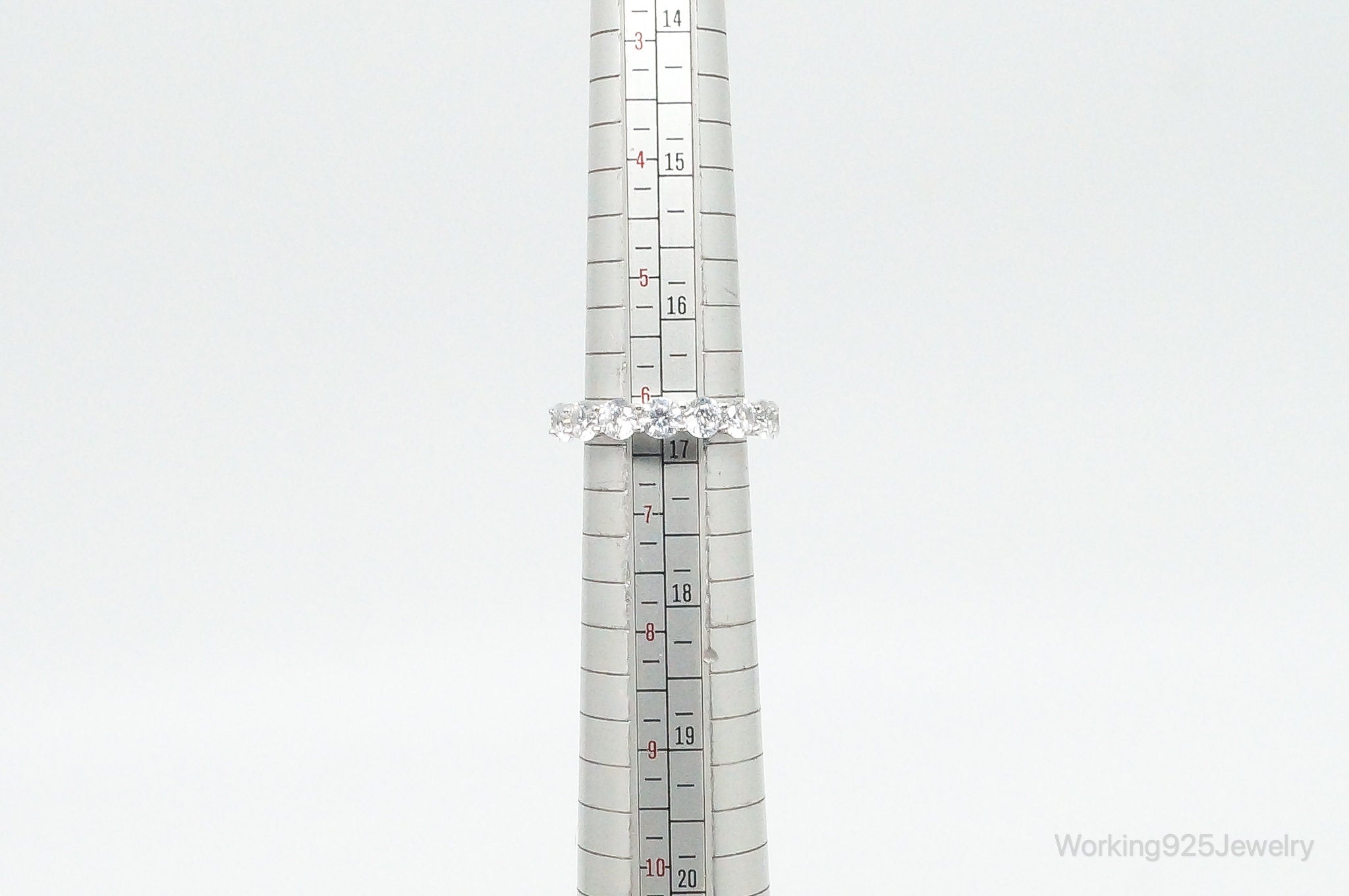 Vintage Cubic Zirconia Sterling Silver Ring - Size 6.25