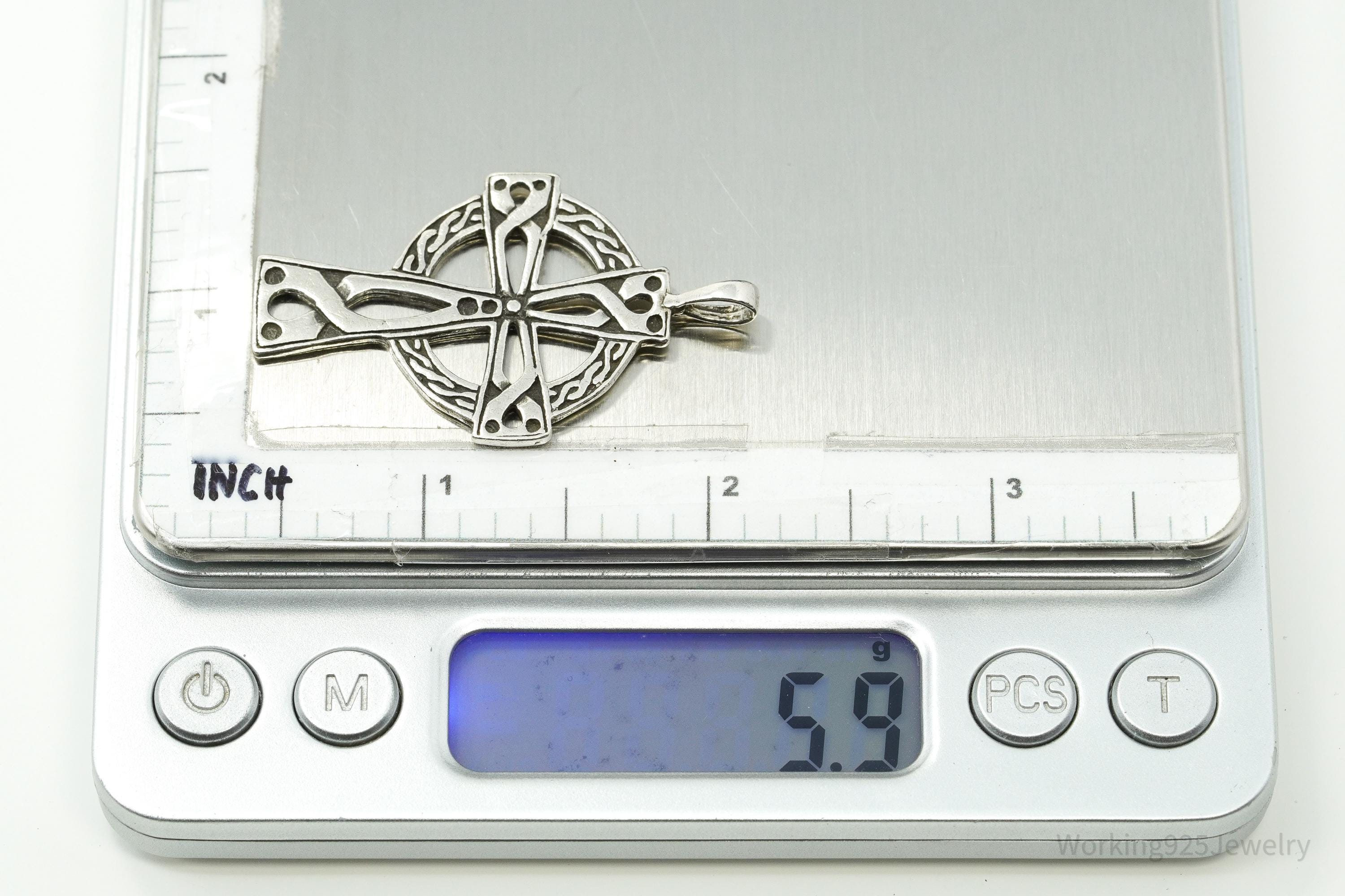 Vintage Celtic Cross Sterling Silver Necklace Pendant