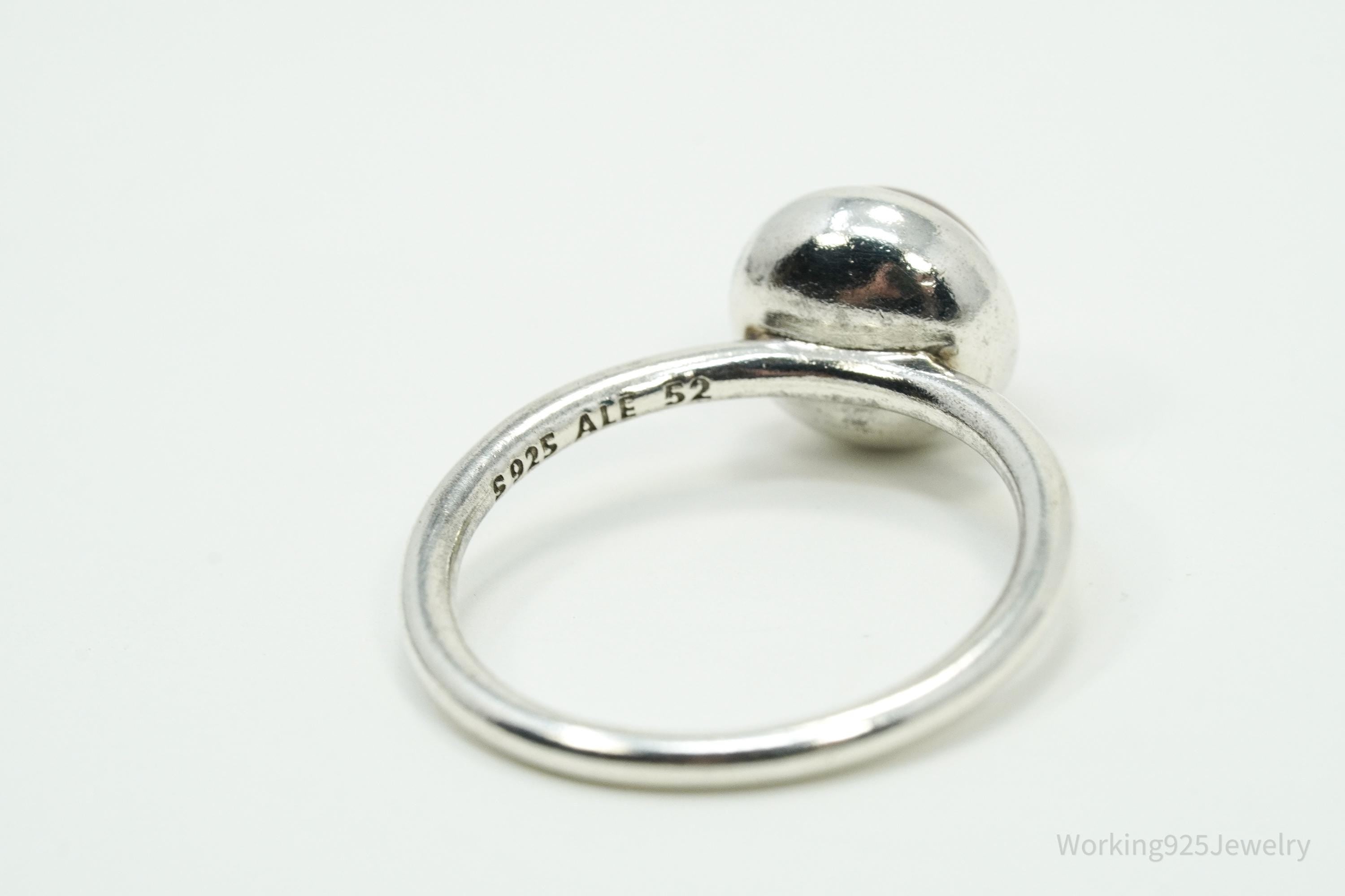 Pandora Retired Blush Pink Crystal Sterling Silver Ring - Size 6