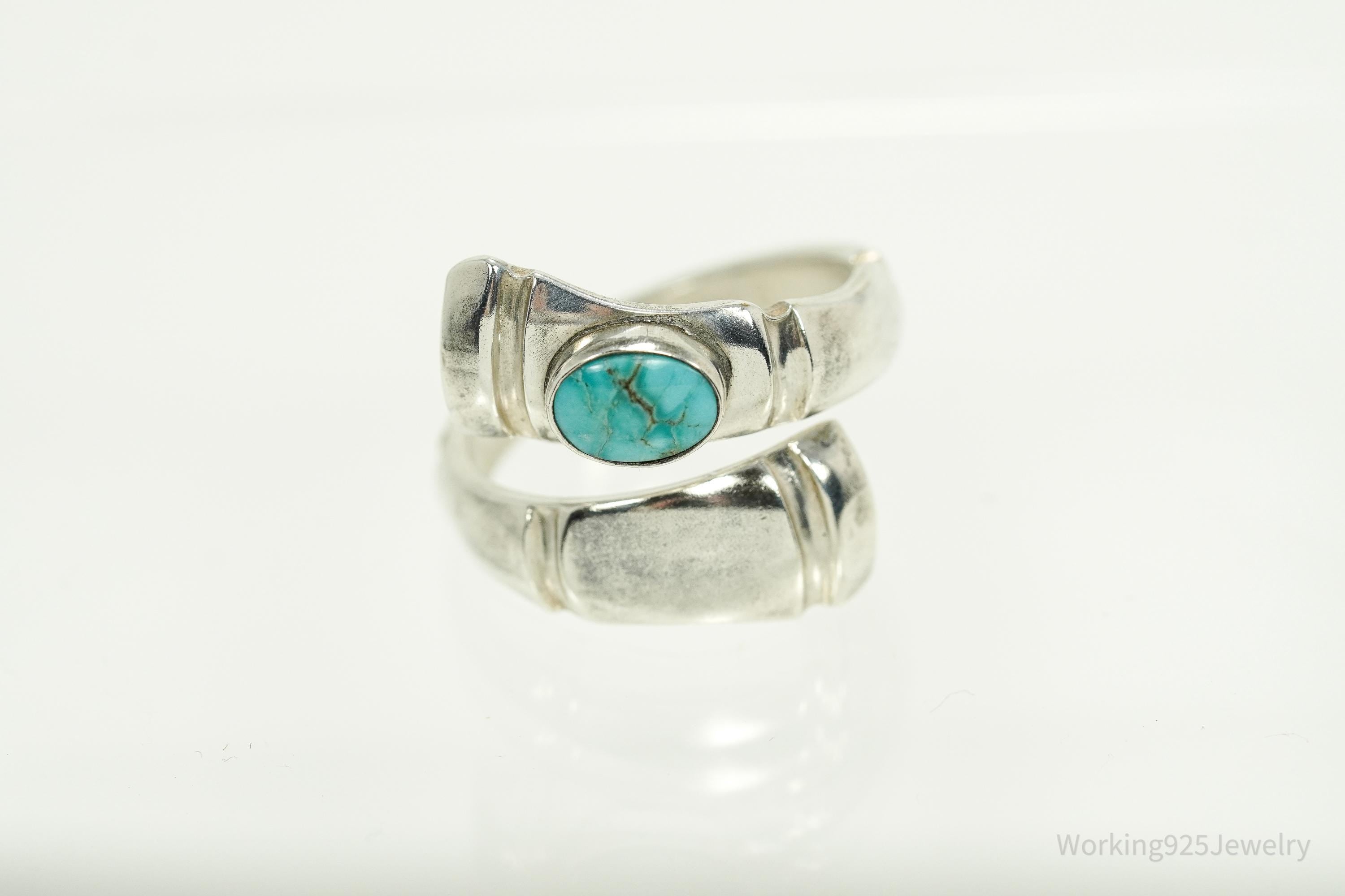Antique TOWLE Turquoise Sterling Silver Spoon Ring Size 7.75