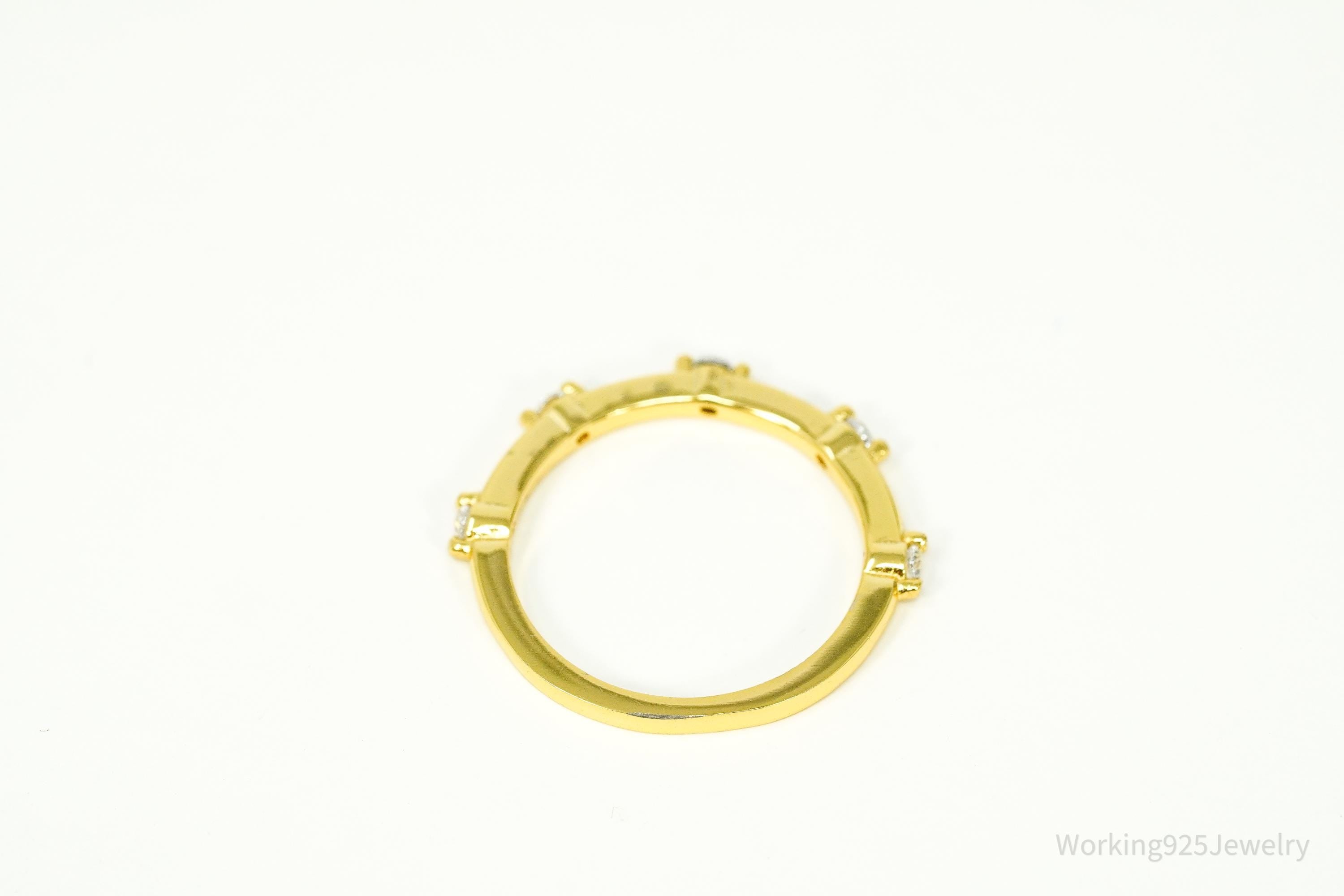 Vintage Cubic Zirconia Gold Vermeil Sterling Silver Ring - Size 5