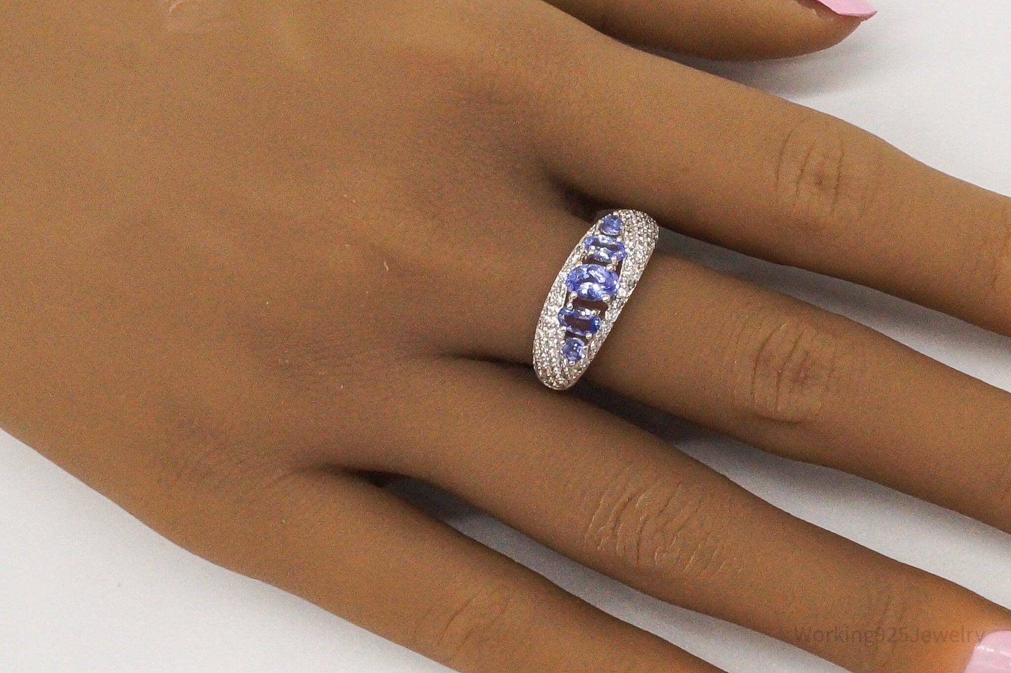 Designer Stauer Tanzanite & White Zircon Sterling Silver - Ring 10