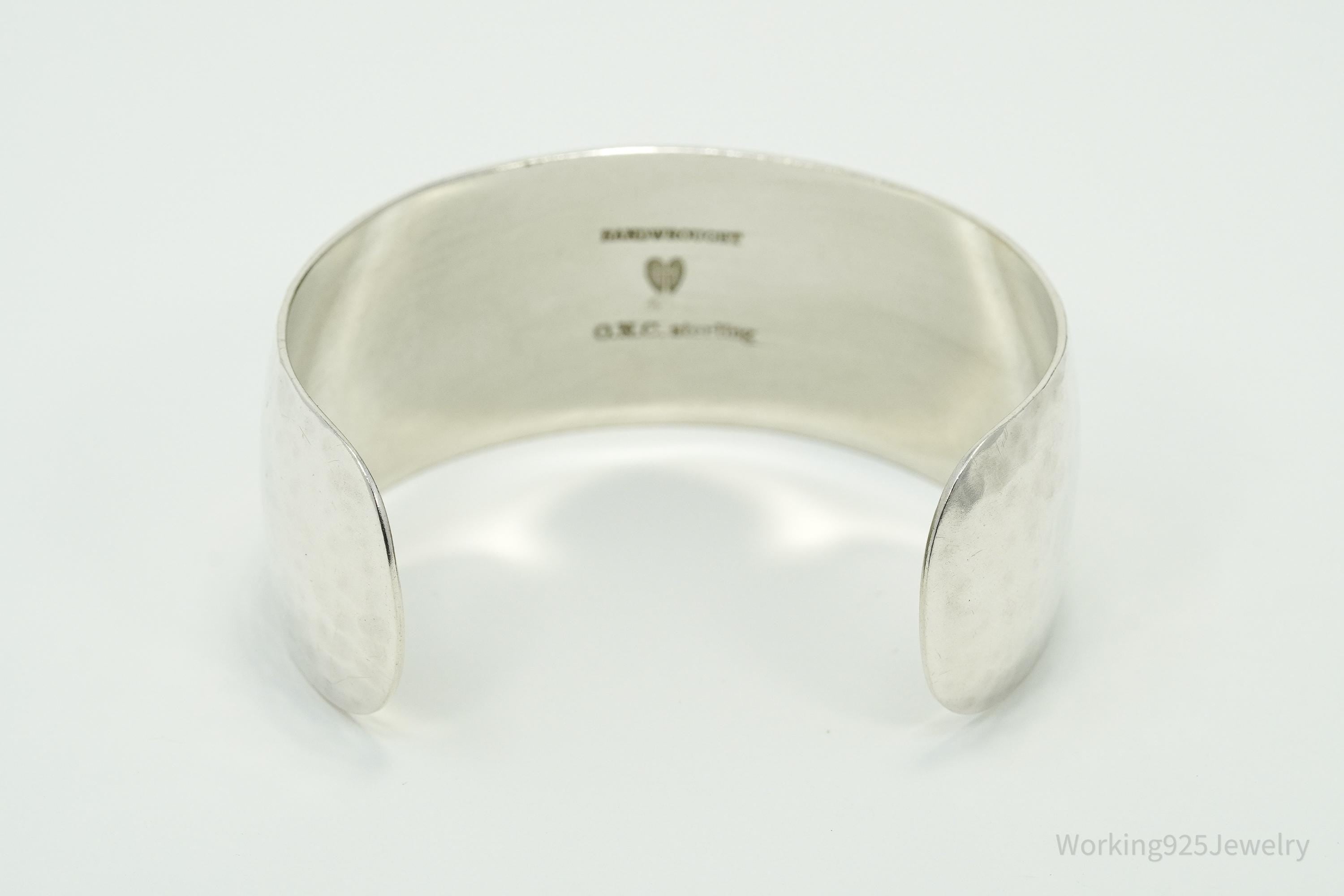 Vintage Handwrought Hammered Style Sterling Silver Cuff Bracelet 7"