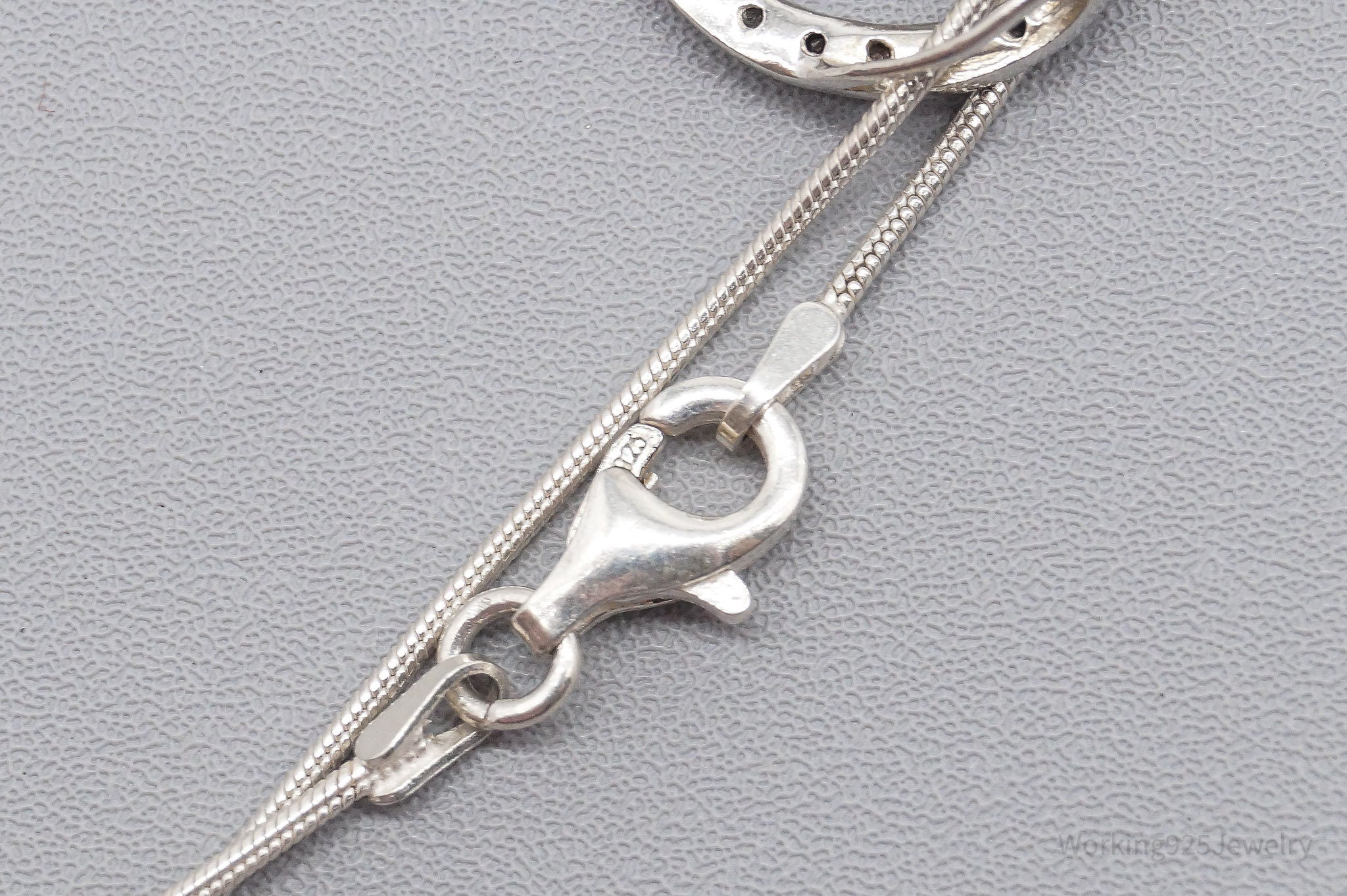 Vintage Black & White Diamond Heart Sterling Silver Necklace 24"