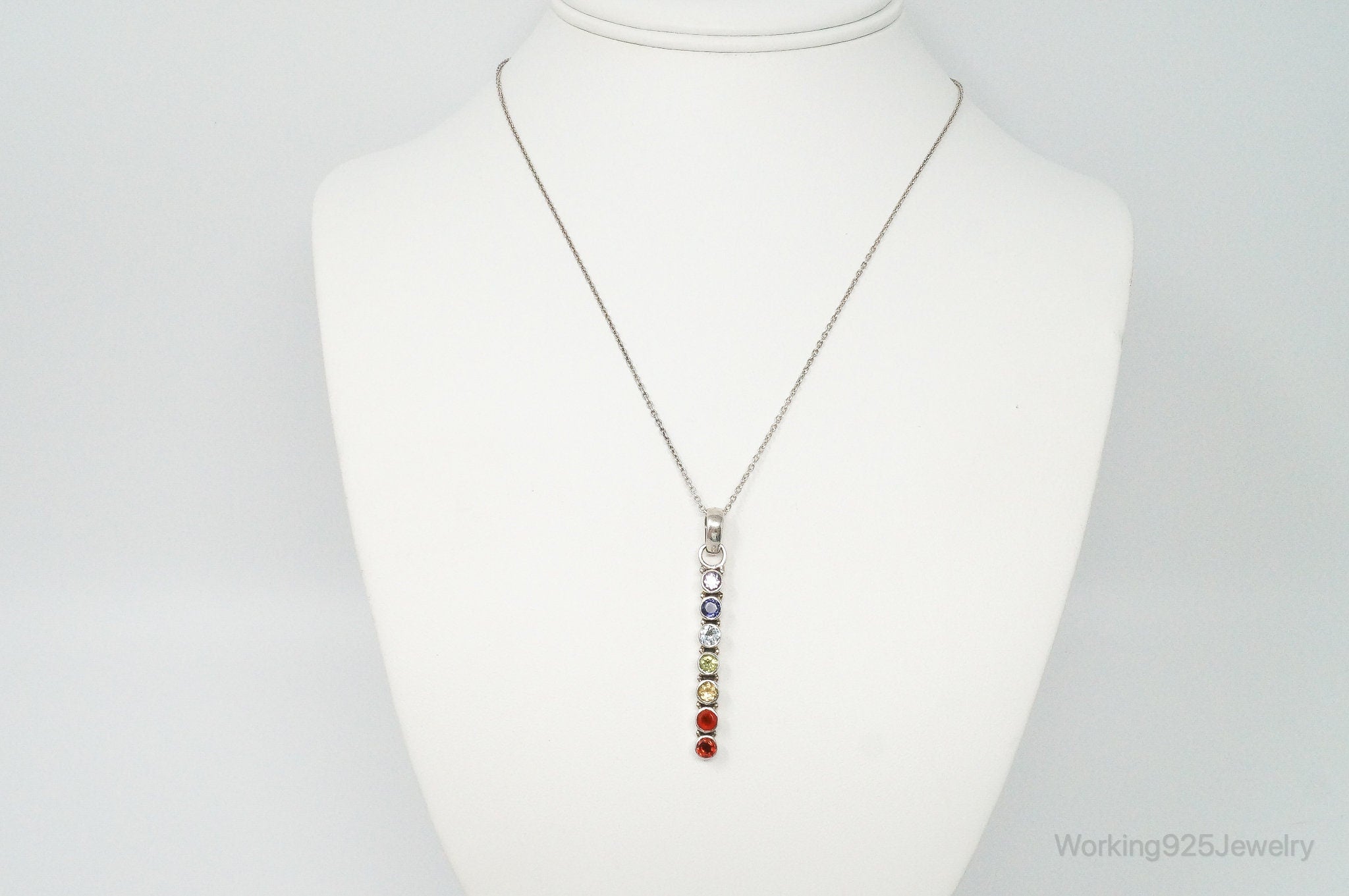 Vintage Multi Gemstone Sterling Silver Necklace