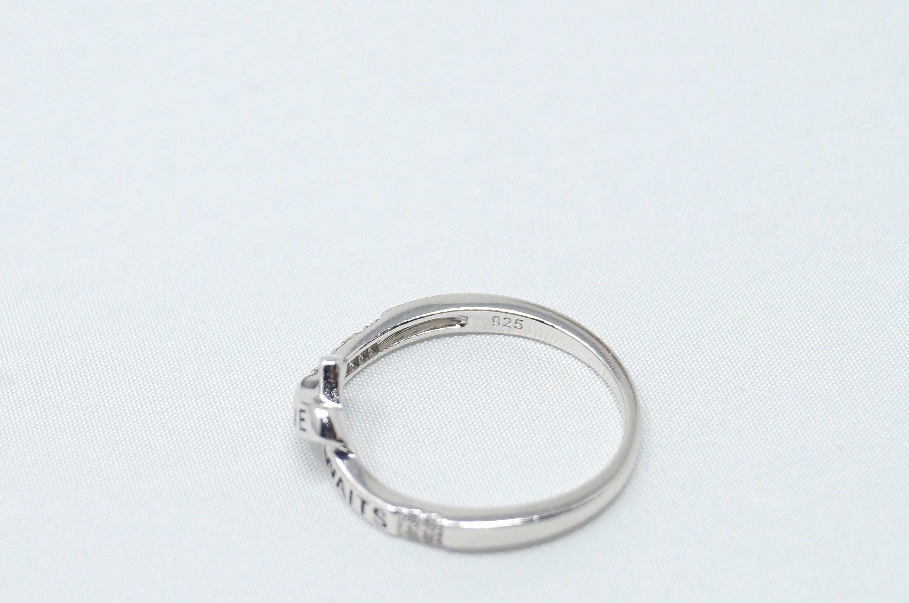 Beautiful "Love Waits" Unity Promise Ring Cz Sterling Silver Sz 7