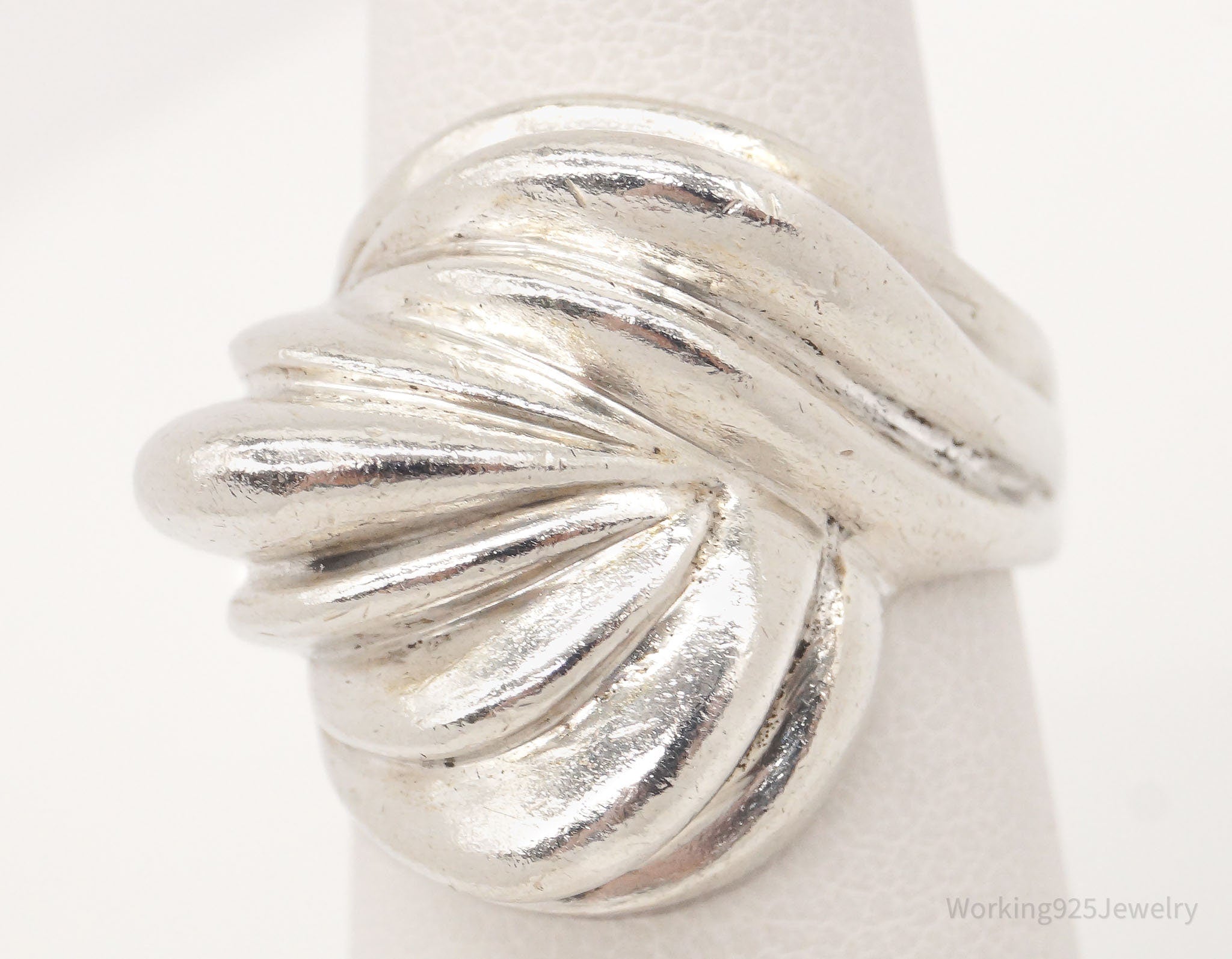 Vintage Modernist Sleek Puffy Sterling Silver Ring - Size 5