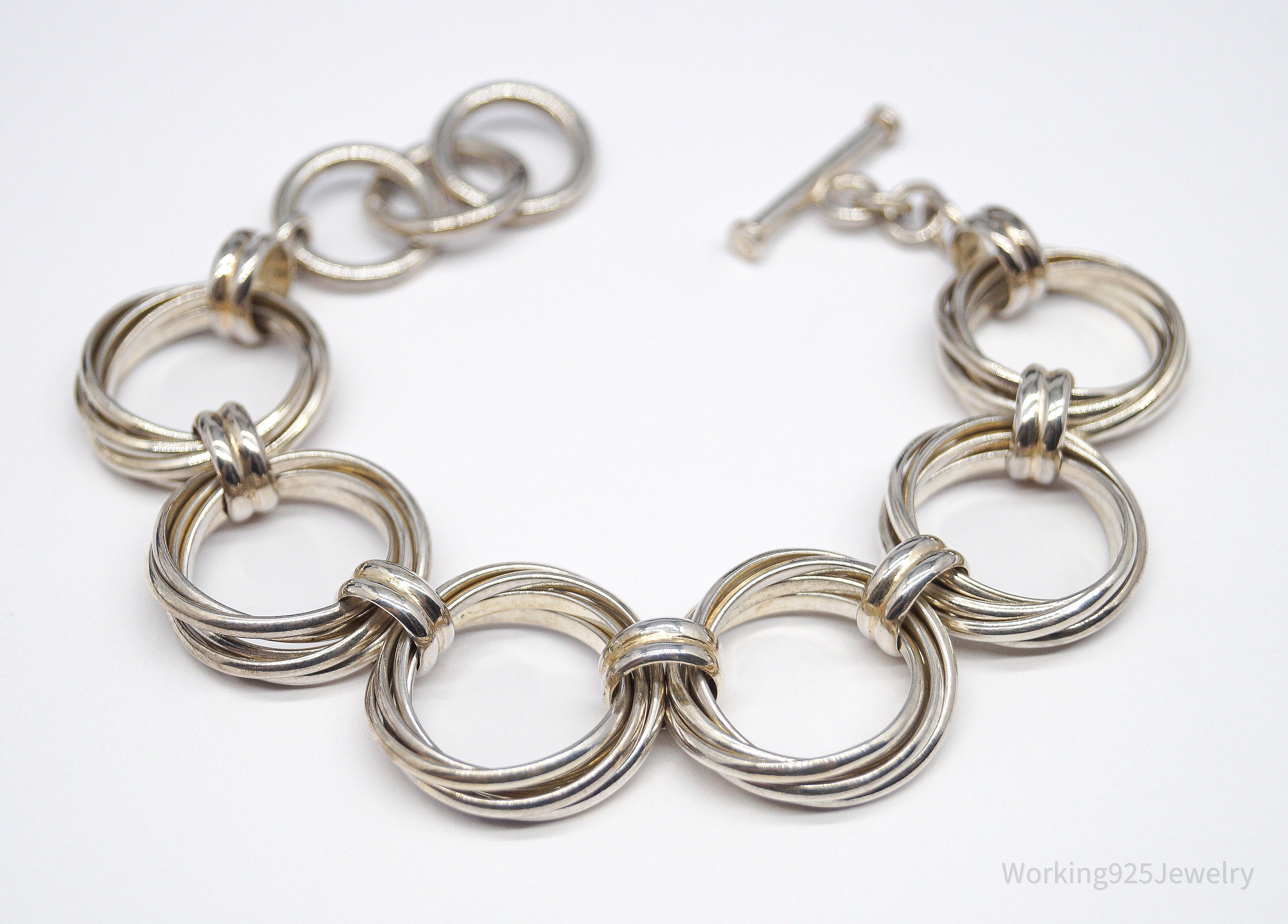 Vintage Designer Silpada Sterling Silver Toggle Bracelet - 8.75"