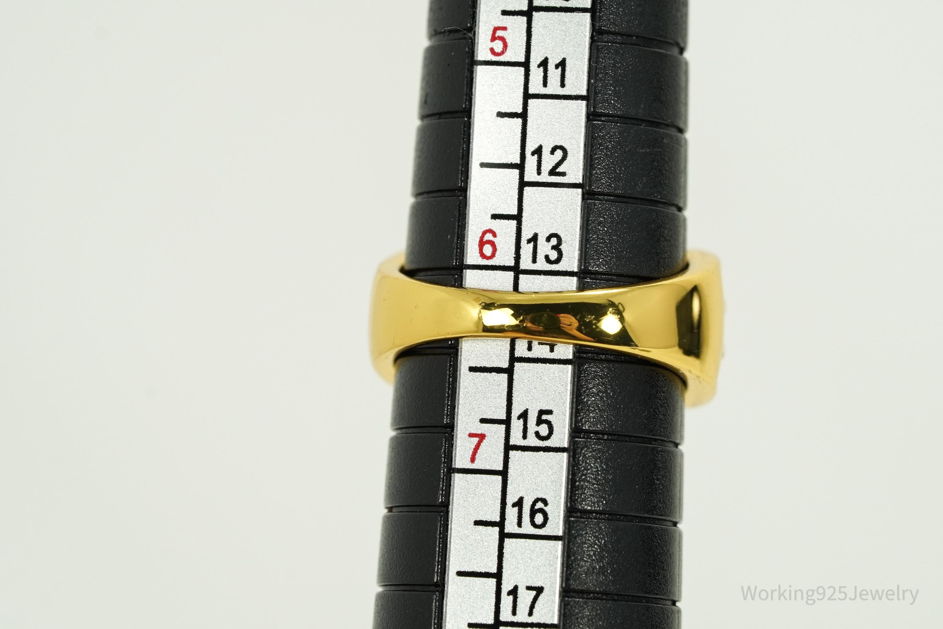 Vintage Cubic Zirconia Gold Vermeil Sterling Silver Ring - Size 6.25