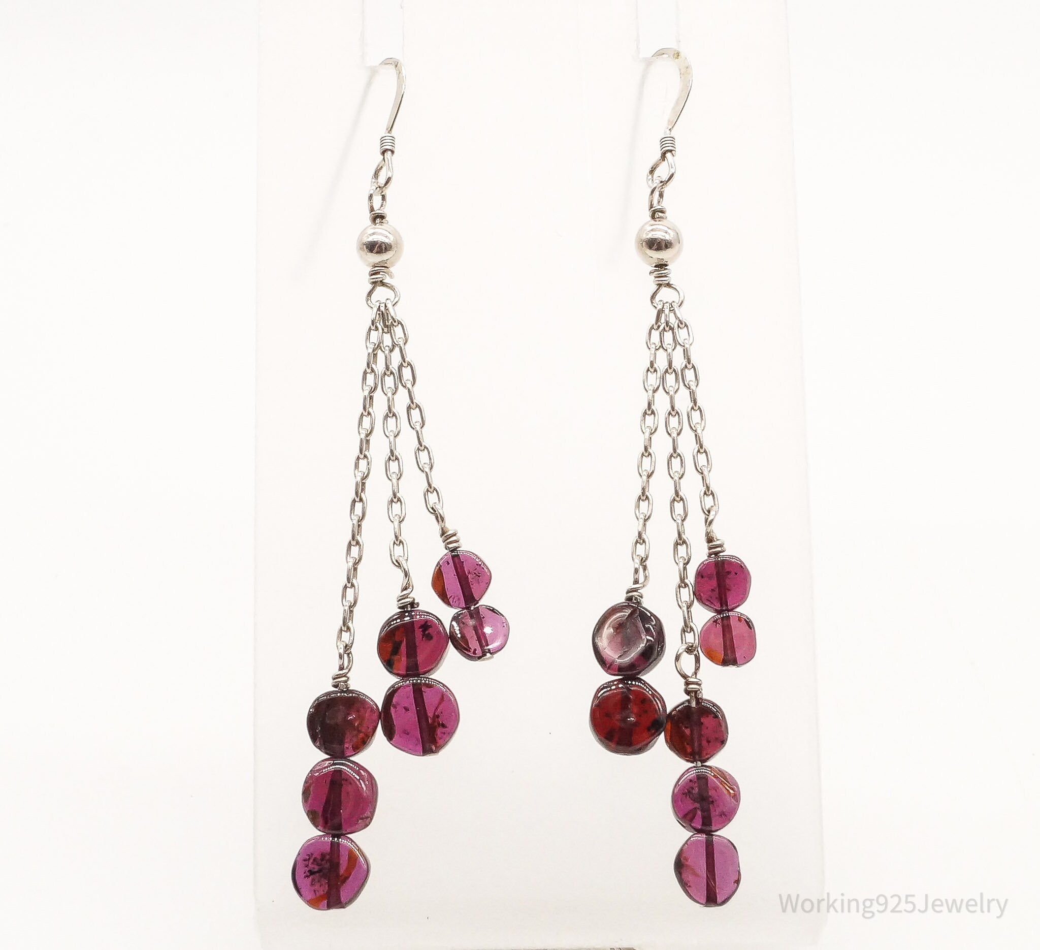 Vintage Rhodolite Garnet Sterling Silver Earrings