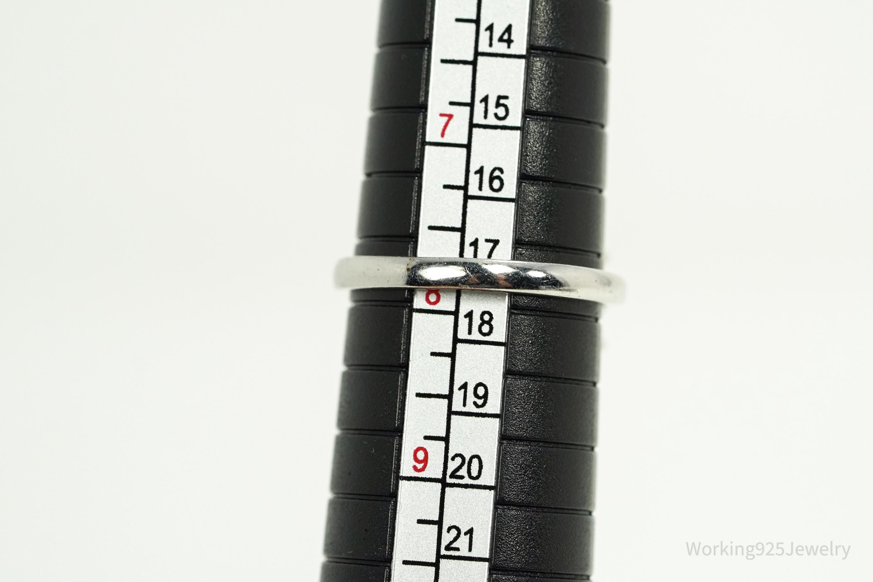 Vintage Blue Topaz & Cubic Zirconia Sterling Silver Ring - Size 7.75