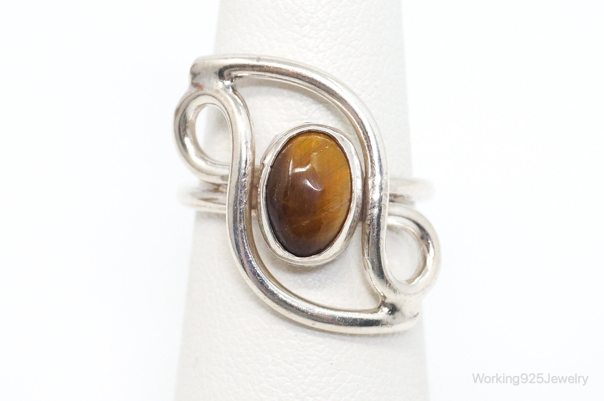 Vintage Tigers Eye Sterling Silver Ring - SZ 5