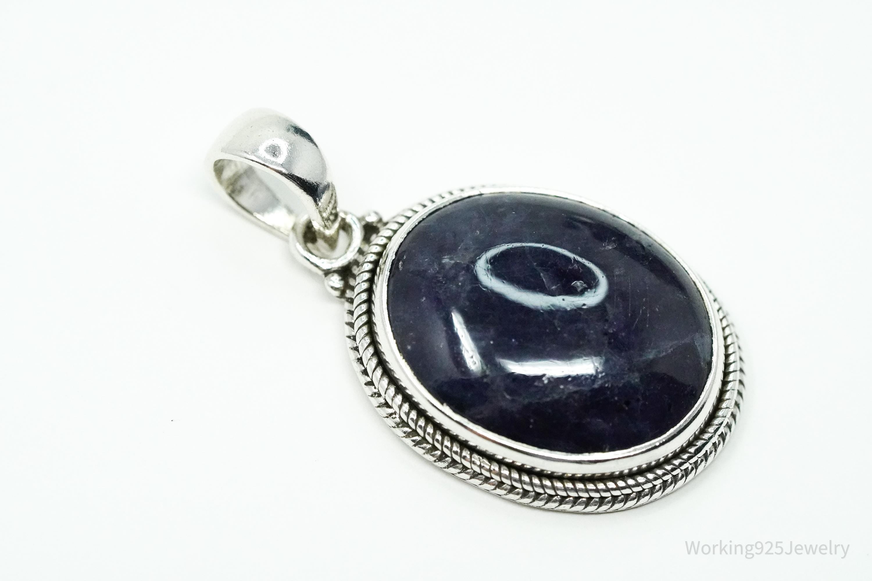 Vintage Bluish Purple Stone Sterling Silver Pendant