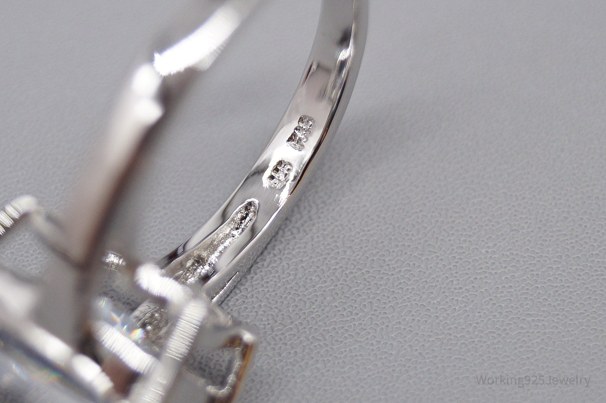 Vintage Designer FAS Large Cubic Zirconia Sterling Silver Ring - Size 7