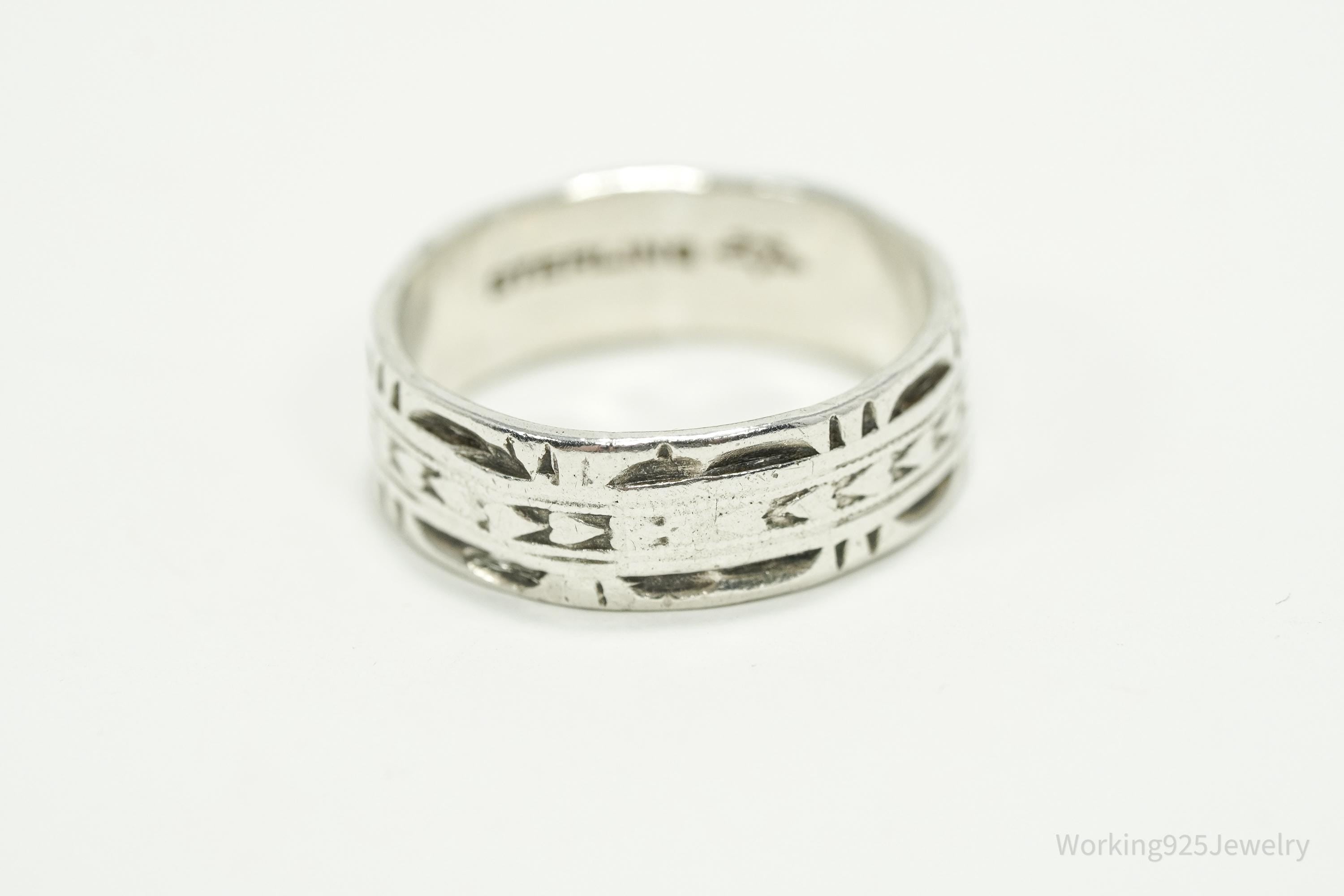 Antique VARGAS MFG. CO. Sterling Silver Band Ring - Size 6