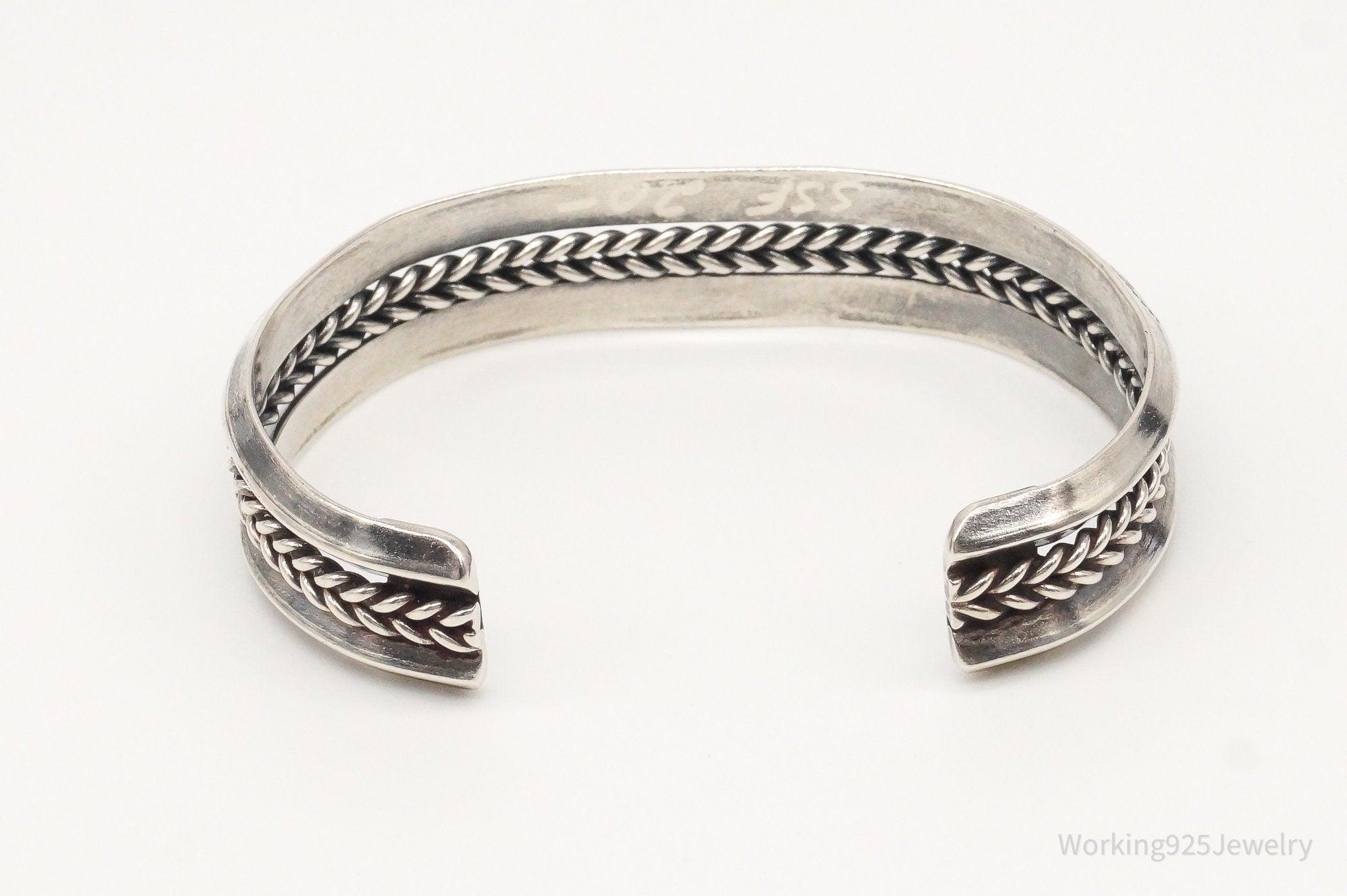 Vintage Native American Guy K Williams Sterling Silver Rope Cable Cuff Bracelet