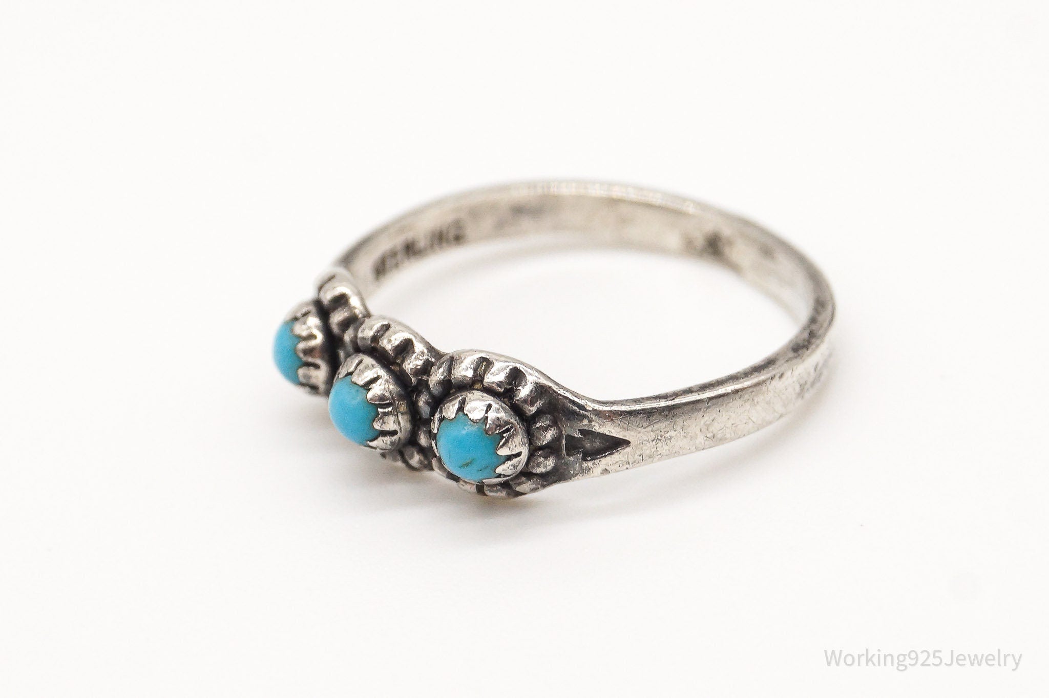 VTG Native American Bell Trading Post Turquoise Sterling Silver Ring SZ 3.25