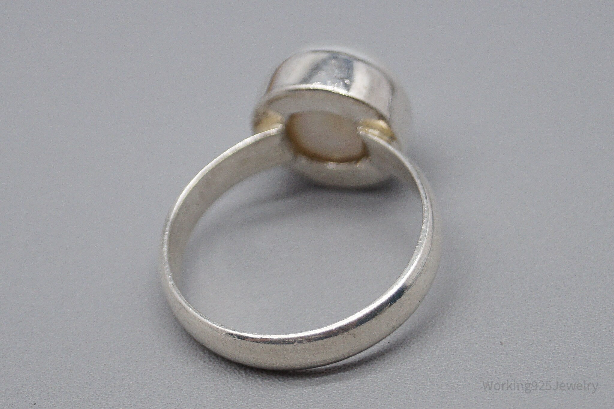 Vintage White Pearl Sterling Silver Ring - Size 10