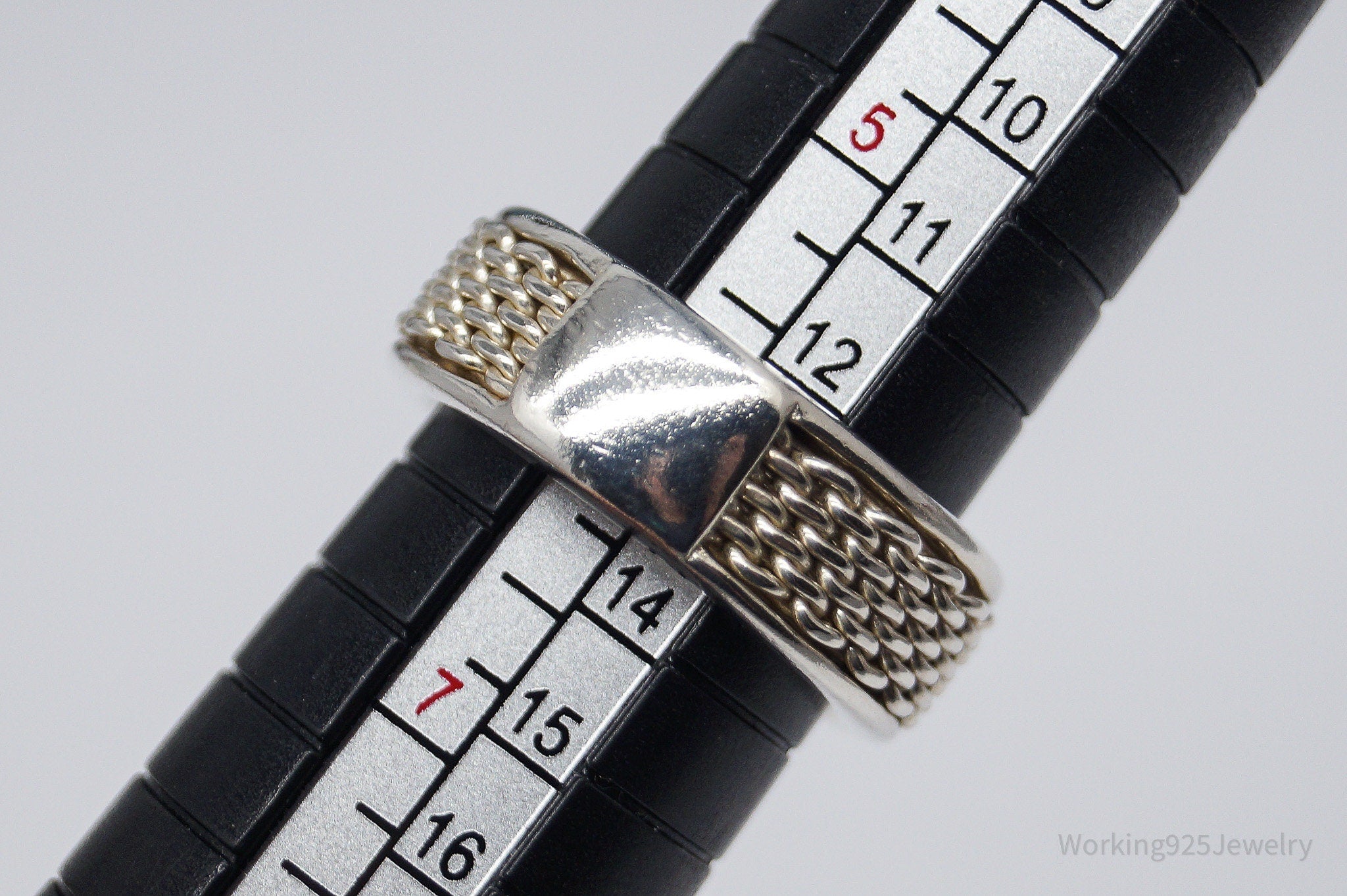 Vintage Espo Sig Chainlink Sterling Silver Band Ring - Size 6