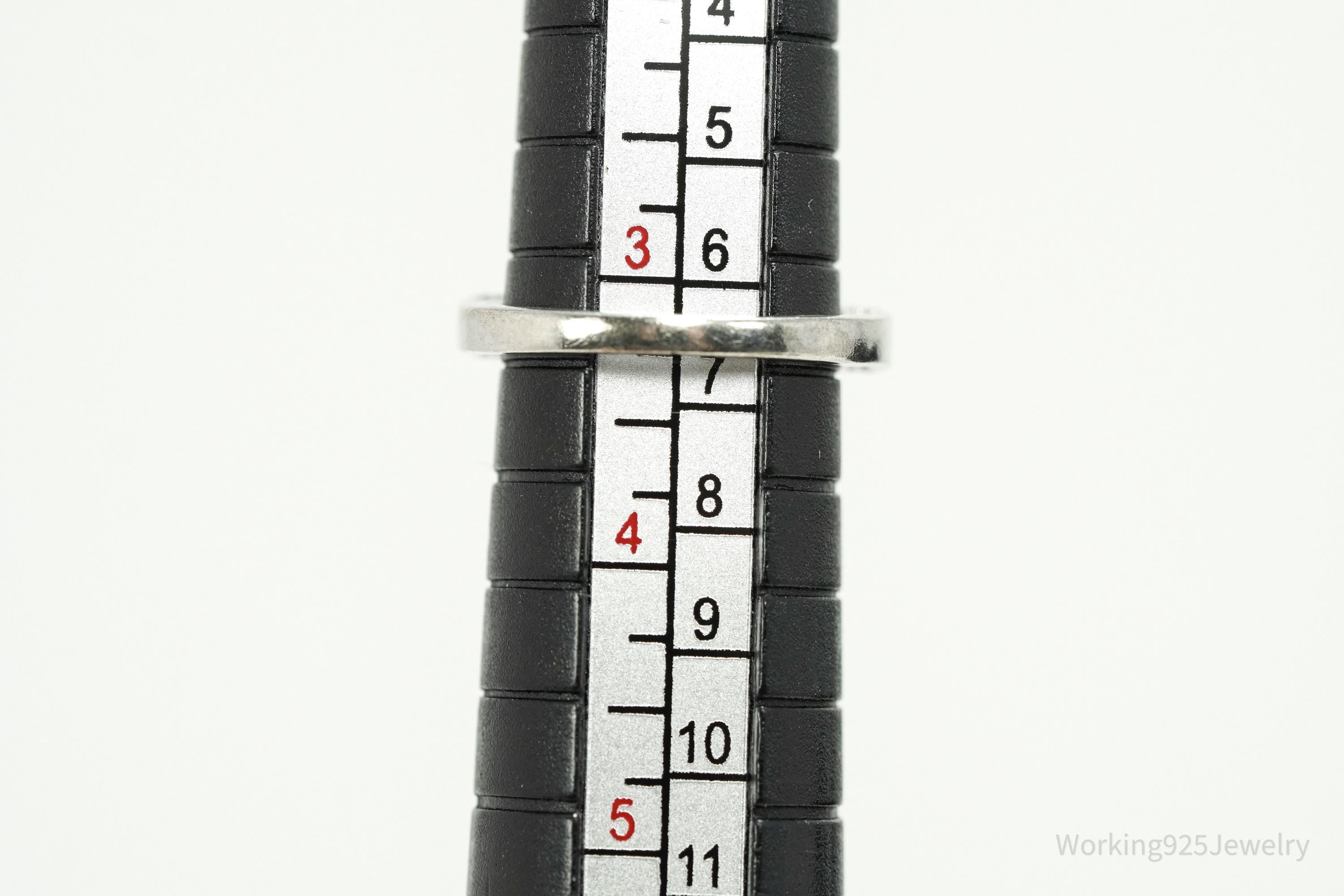 Vintage Cubic Zirconia Sterling Silver Band Ring - Size 3.25